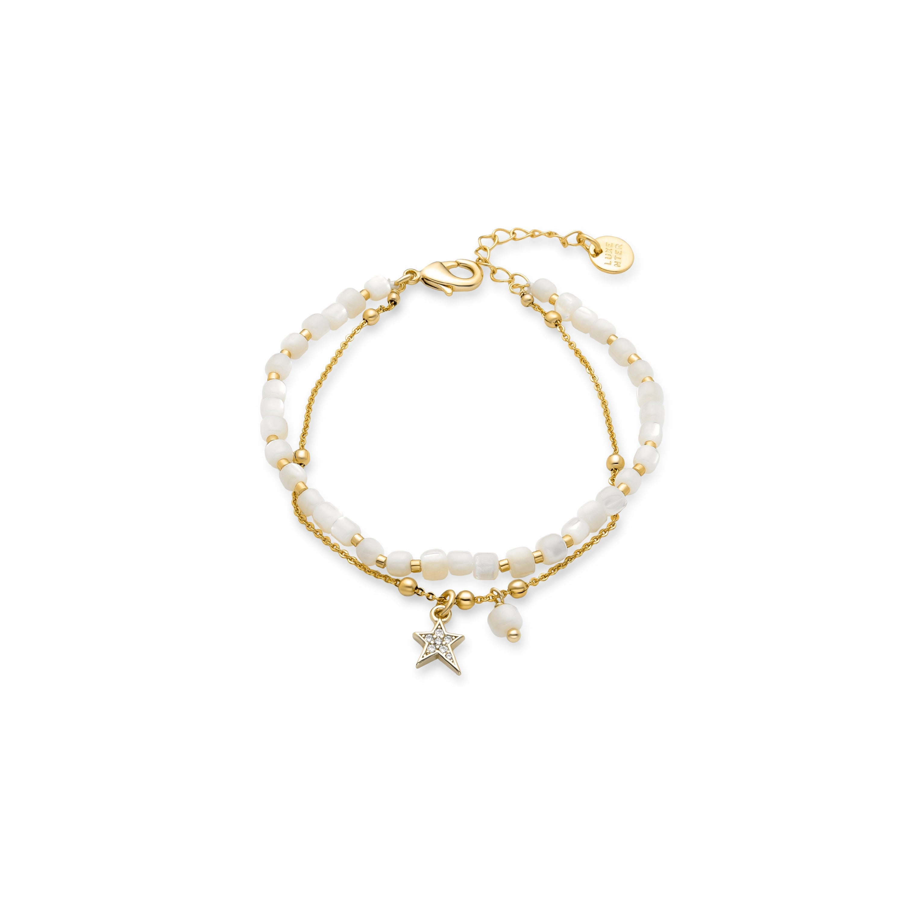 Bracciale in Madreperla Bianca finito in oro giallo 18K - Uona