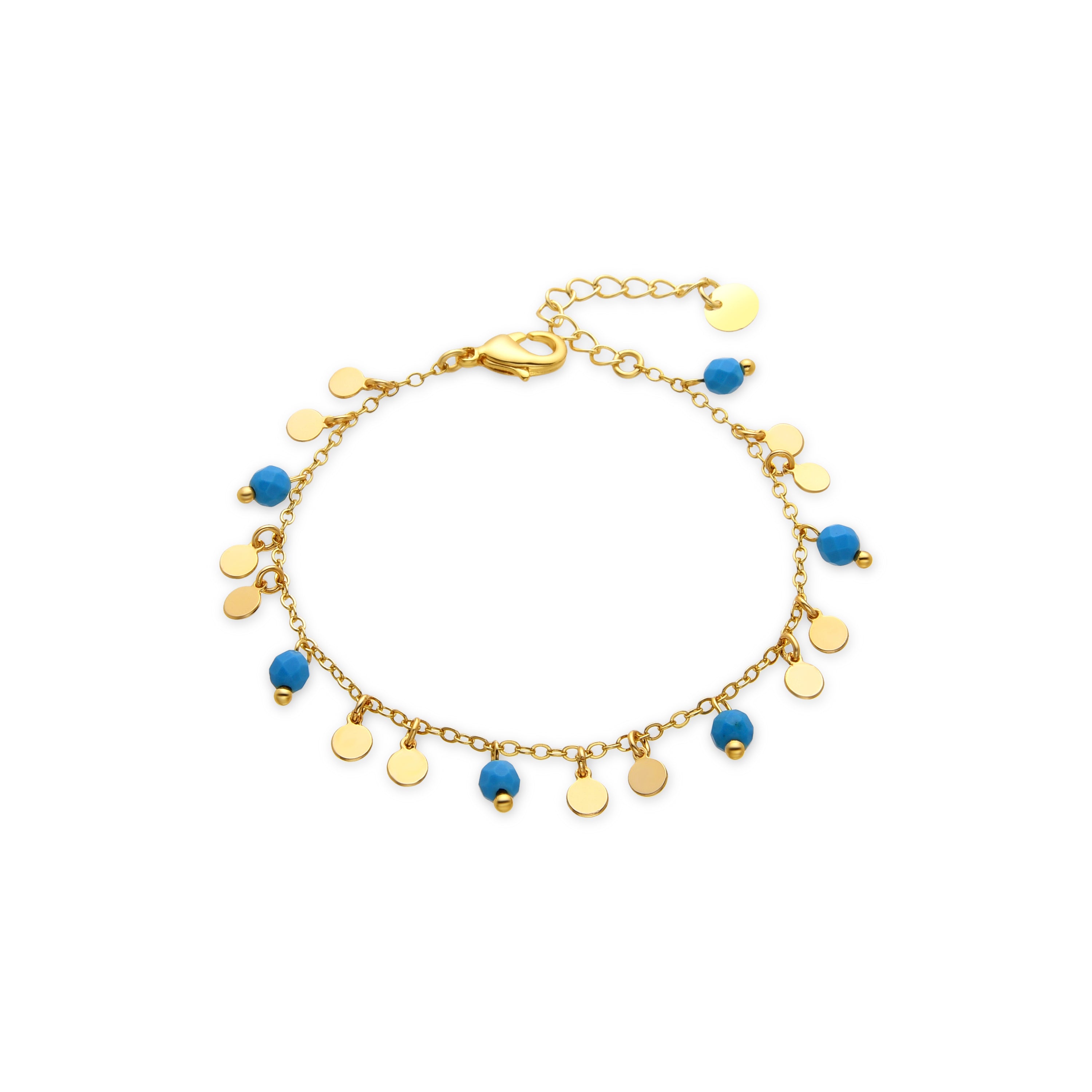 Pulsera de Turquesa acabada en oro amarillo 18K - Fawya