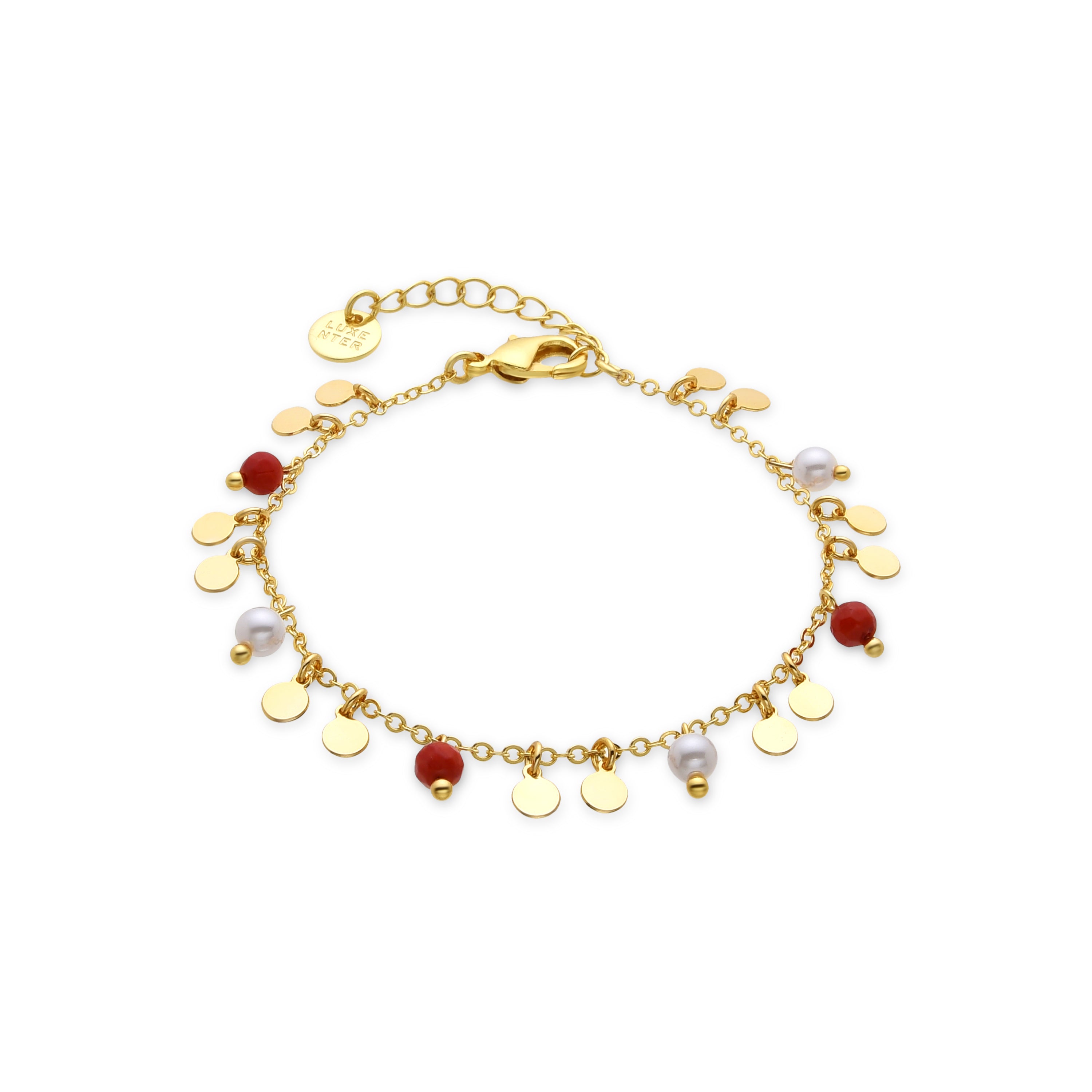 Armband aus Koralle mit 18K Gelbgold-Finish - Dilna