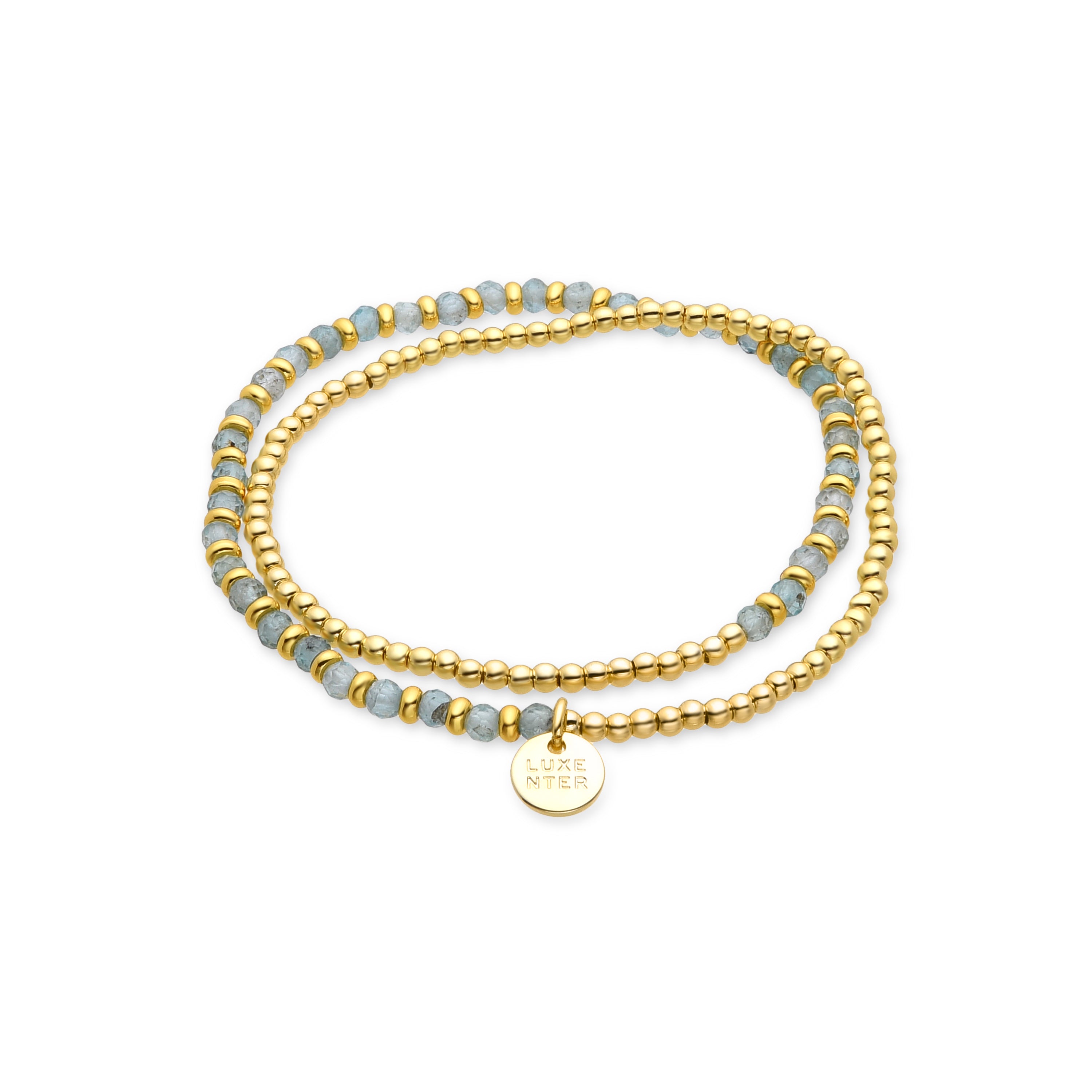 Armband aus blauem Kristall mit 18K Gelbgold-Finish - Zira