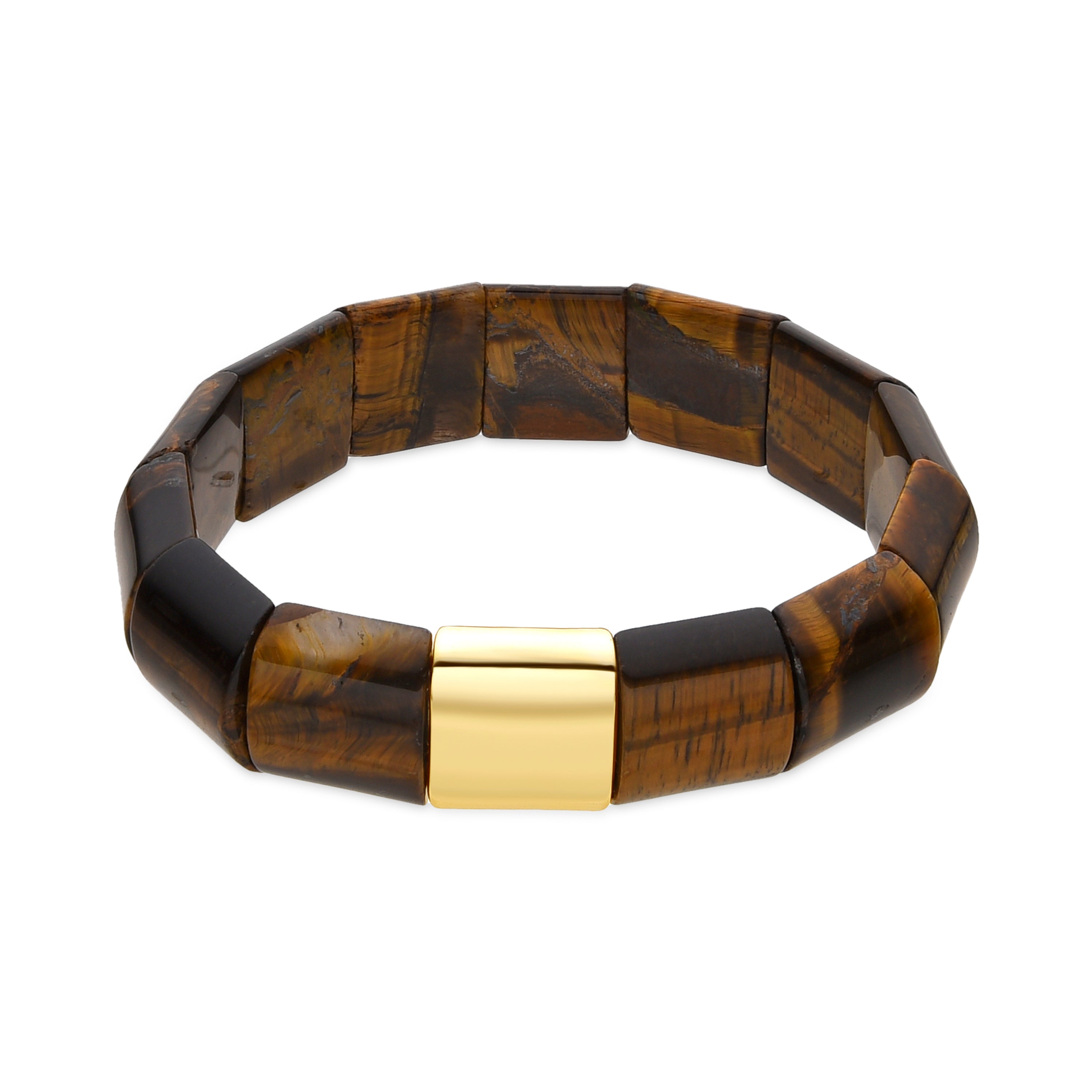 Pulsera con Ojo de Tigre acabado oro 18k - Olahte