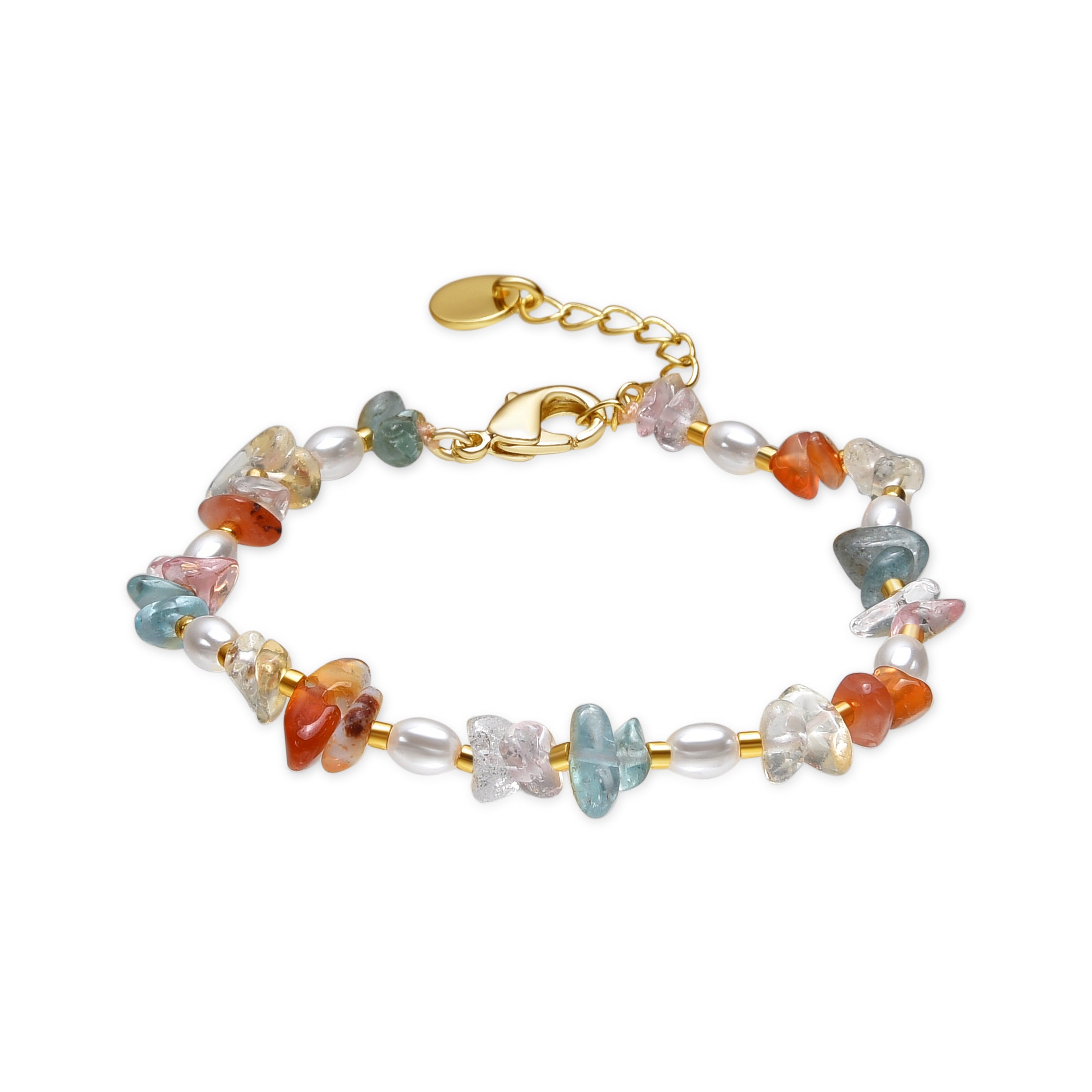 Pulsera acabado oro amarillo de 18k y Multicolor Piedra Natural - Wenfa