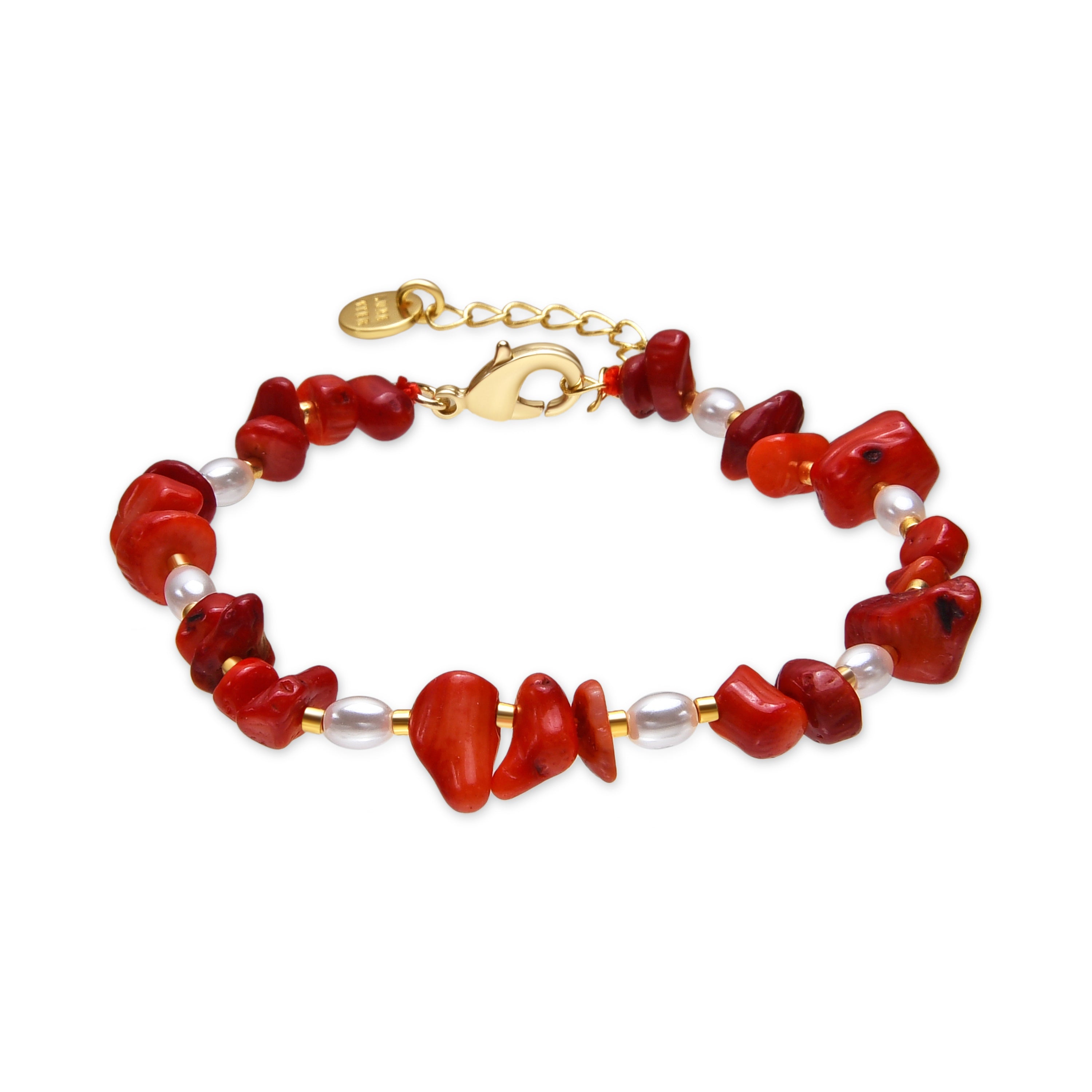 Pulsera acabado oro amarillo de 18k y Coral - Wenfa