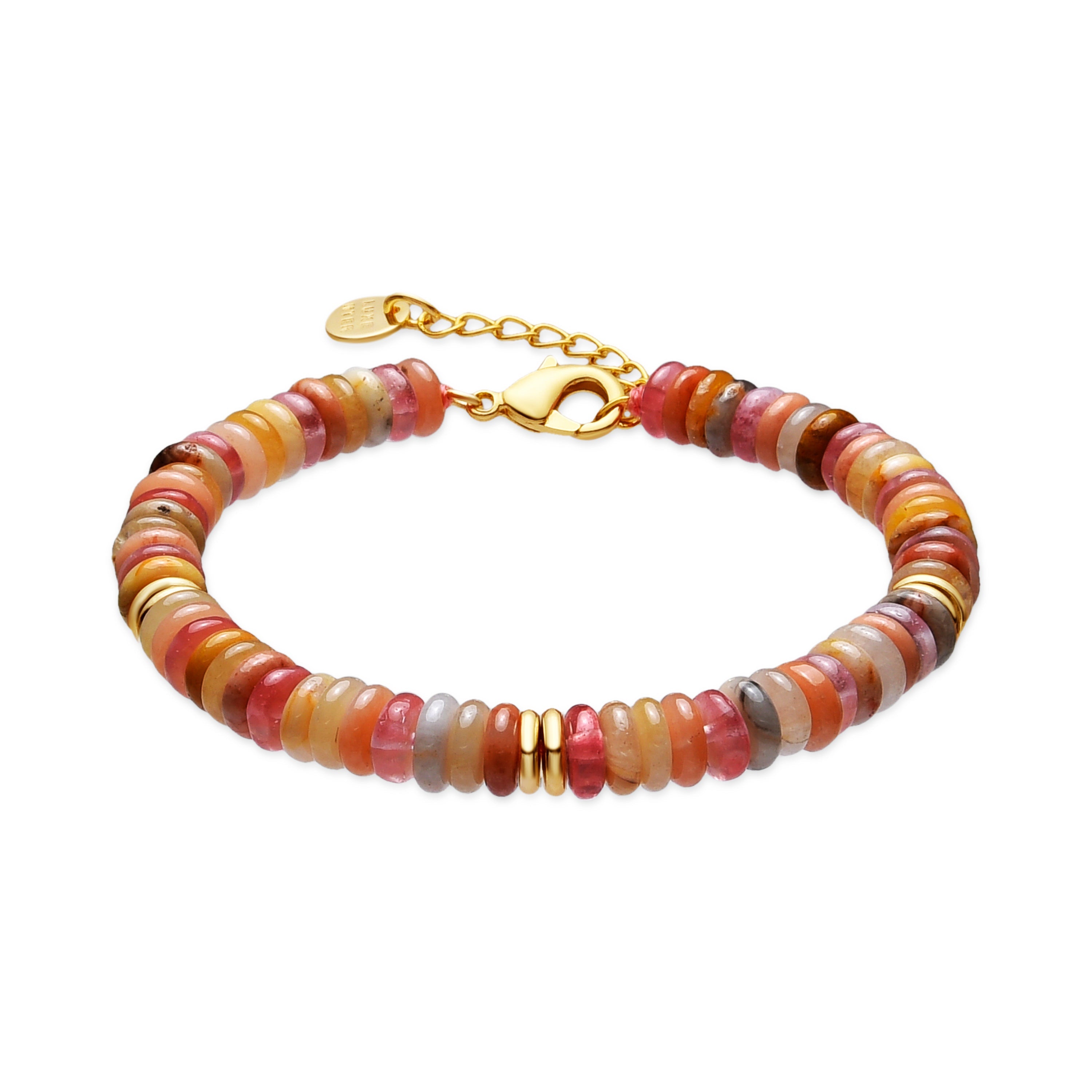 Pulsera acabado oro amarillo de 18k y Multicolor Piedra Natural - Onisu