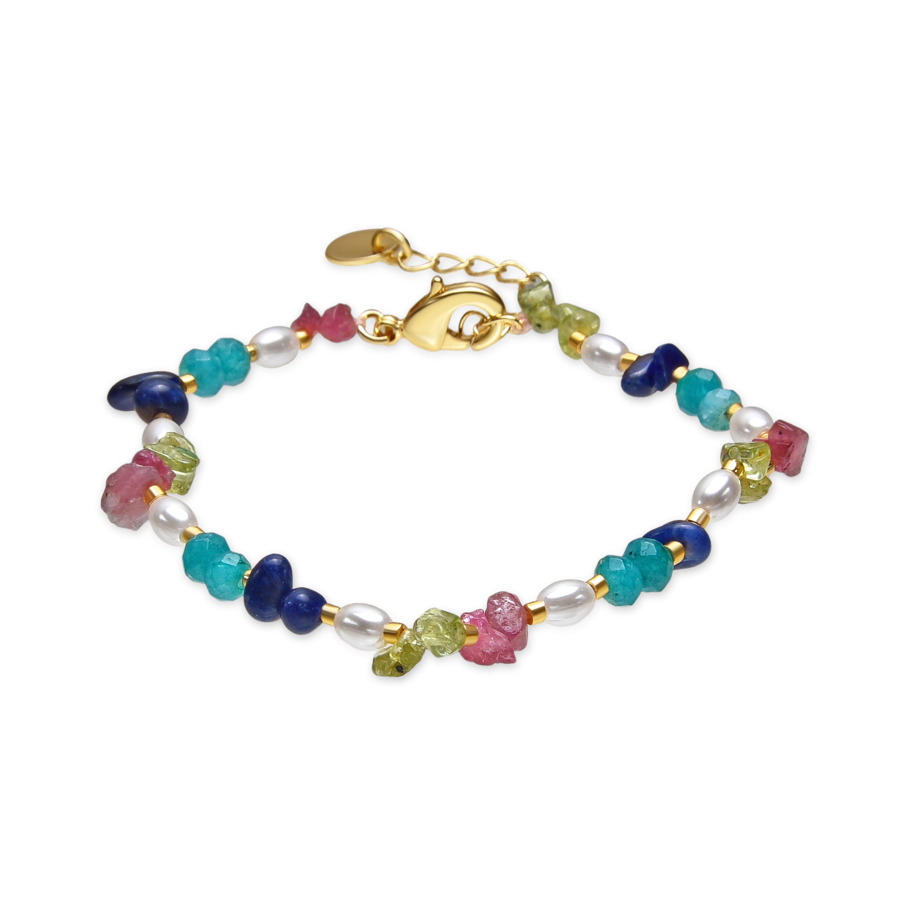 Pulsera acabado oro amarillo de 18k y Multicolor Piedra Natural - Onisu