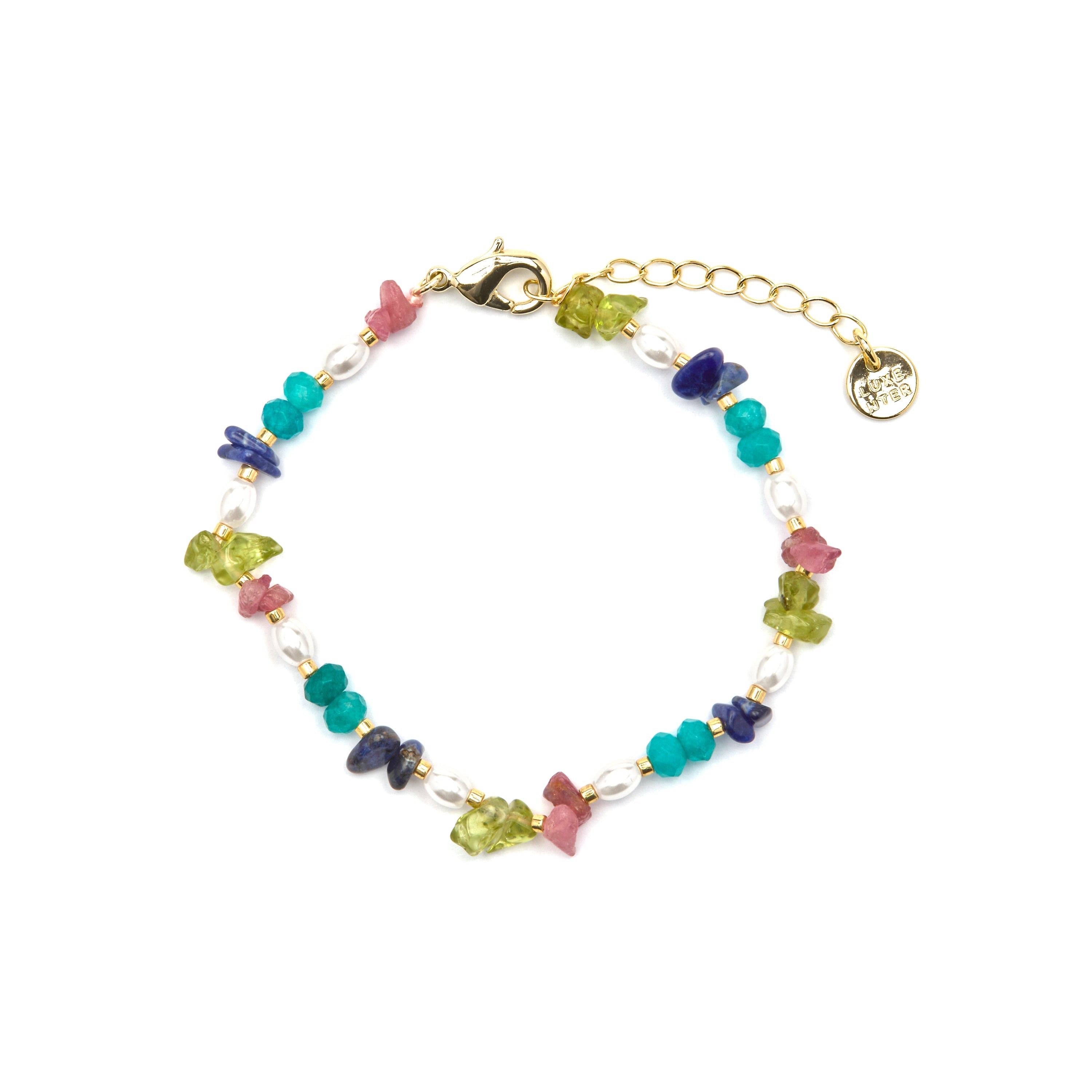 Pulsera acabado oro amarillo de 18k y Multicolor Piedra Natural - Onisu