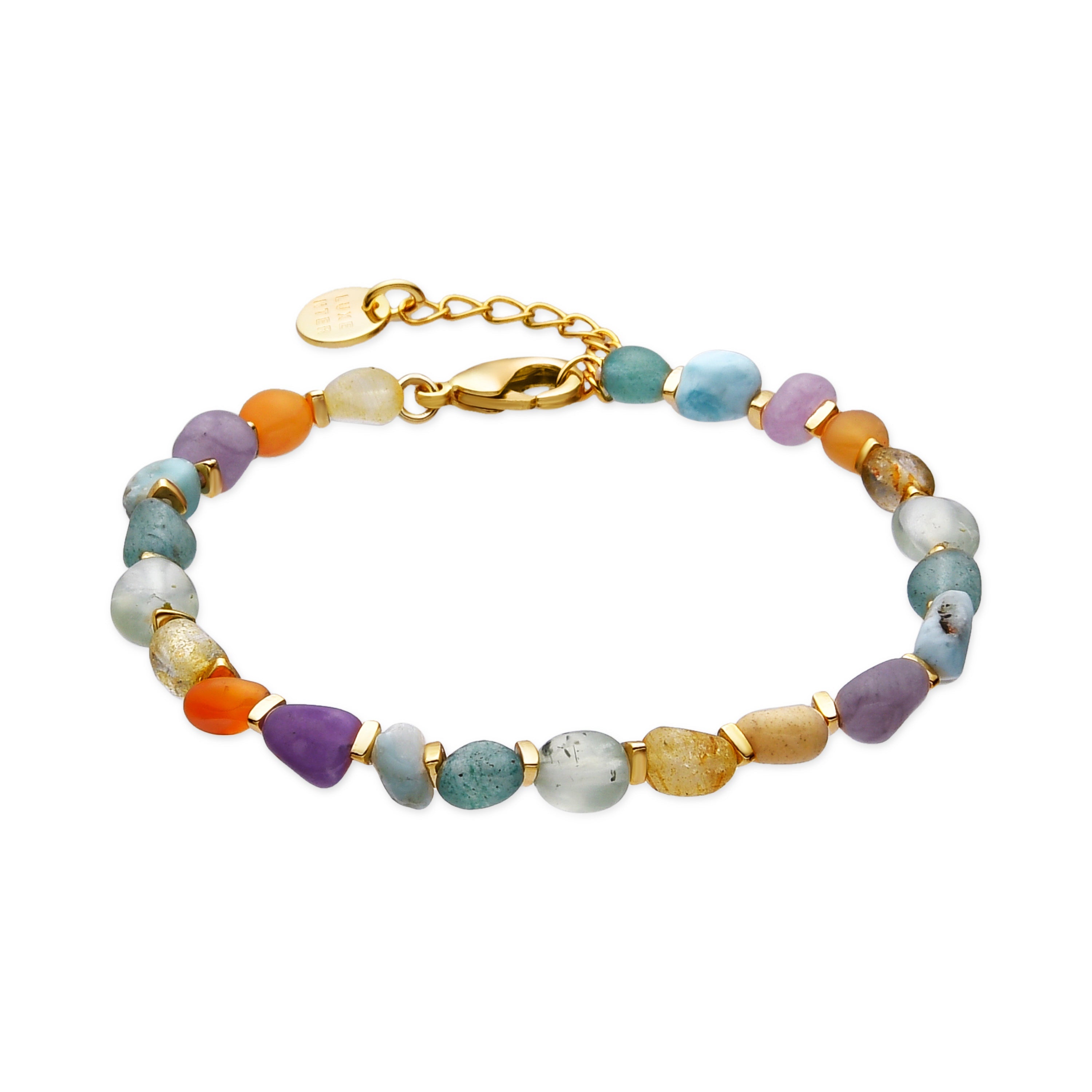 Pulsera acabado oro amarillo de 18k y Multicolor Piedra Natural - Terma