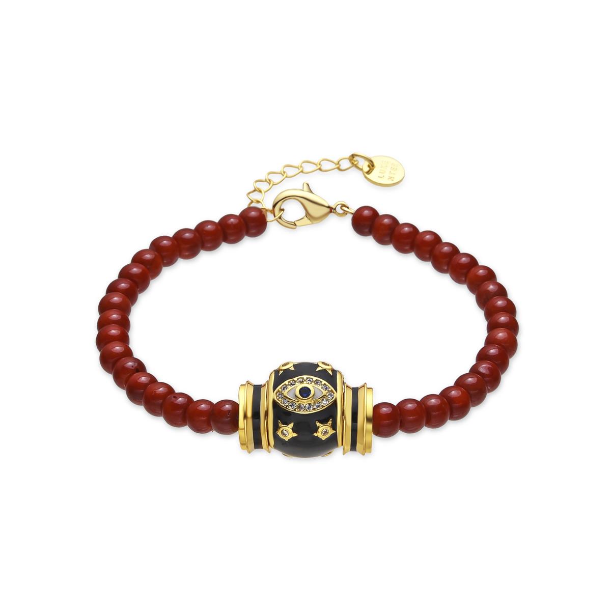Pulsera acabado oro amarillo de 18k y Coral - Hamco