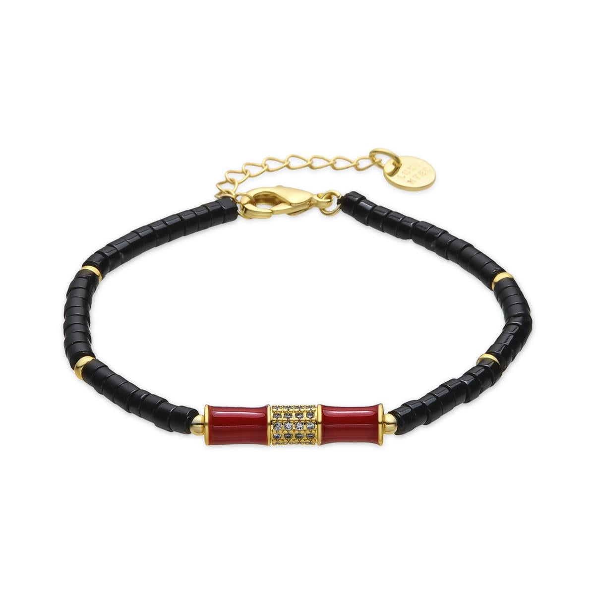 Pulsera acabado oro amarillo de 18k y Onix - Asmi
