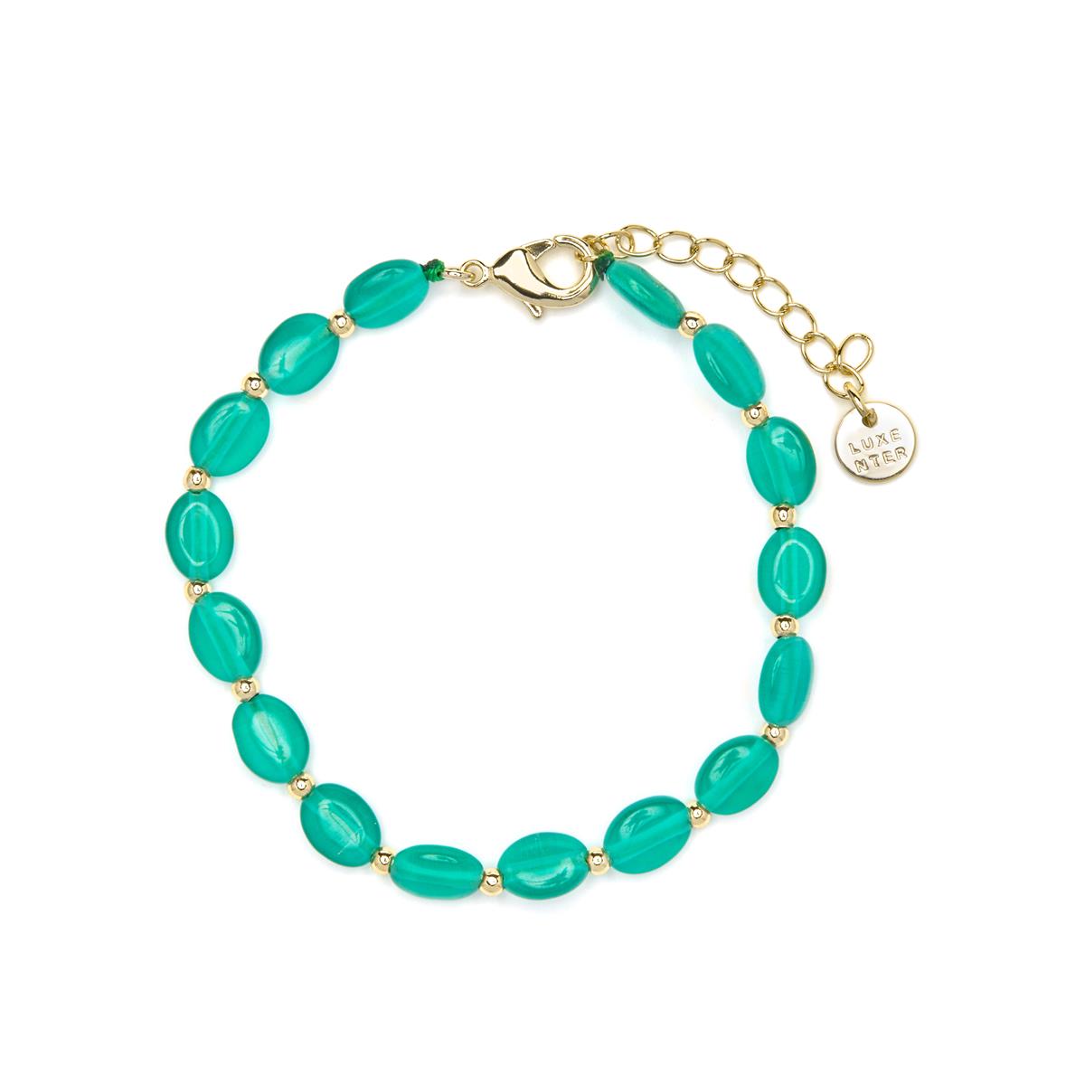 Pulsera acabado oro amarillo de 18k y Ojo de Gato Verde - Gorai