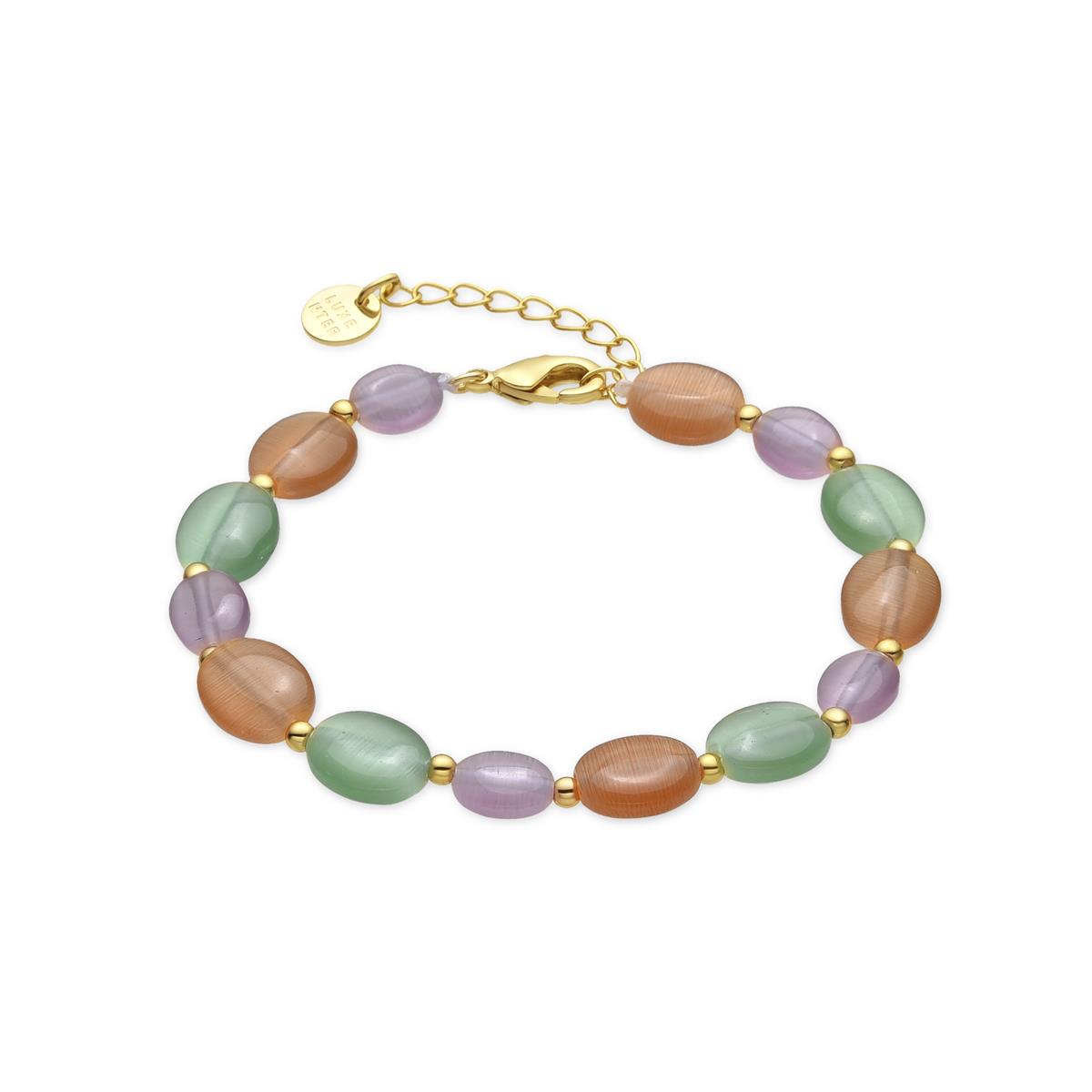 Pulsera acabado oro amarillo de 18k y Ojo de Gato Multicolor - Gorai
