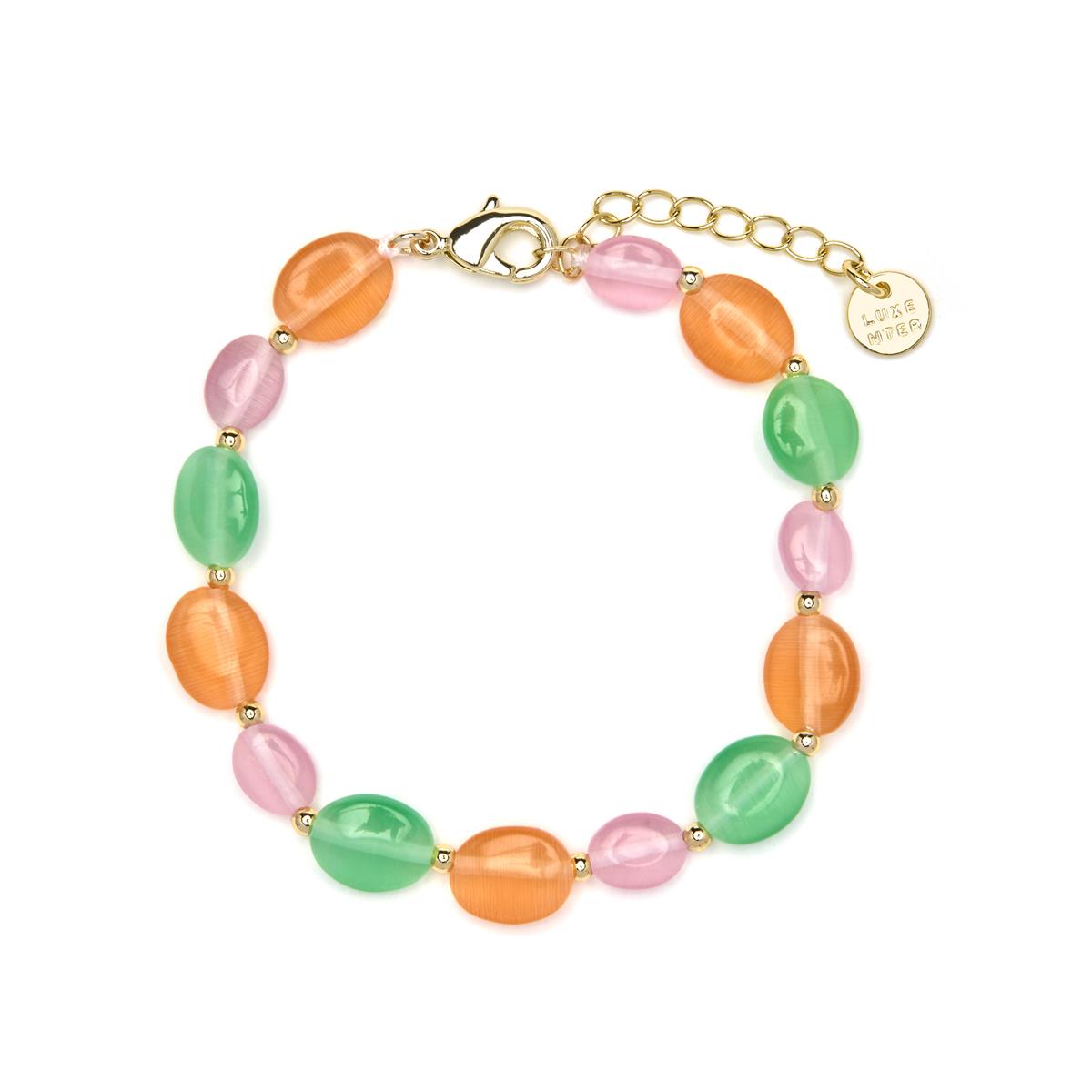 Pulsera acabado oro amarillo de 18k y Ojo de Gato Multicolor - Gorai