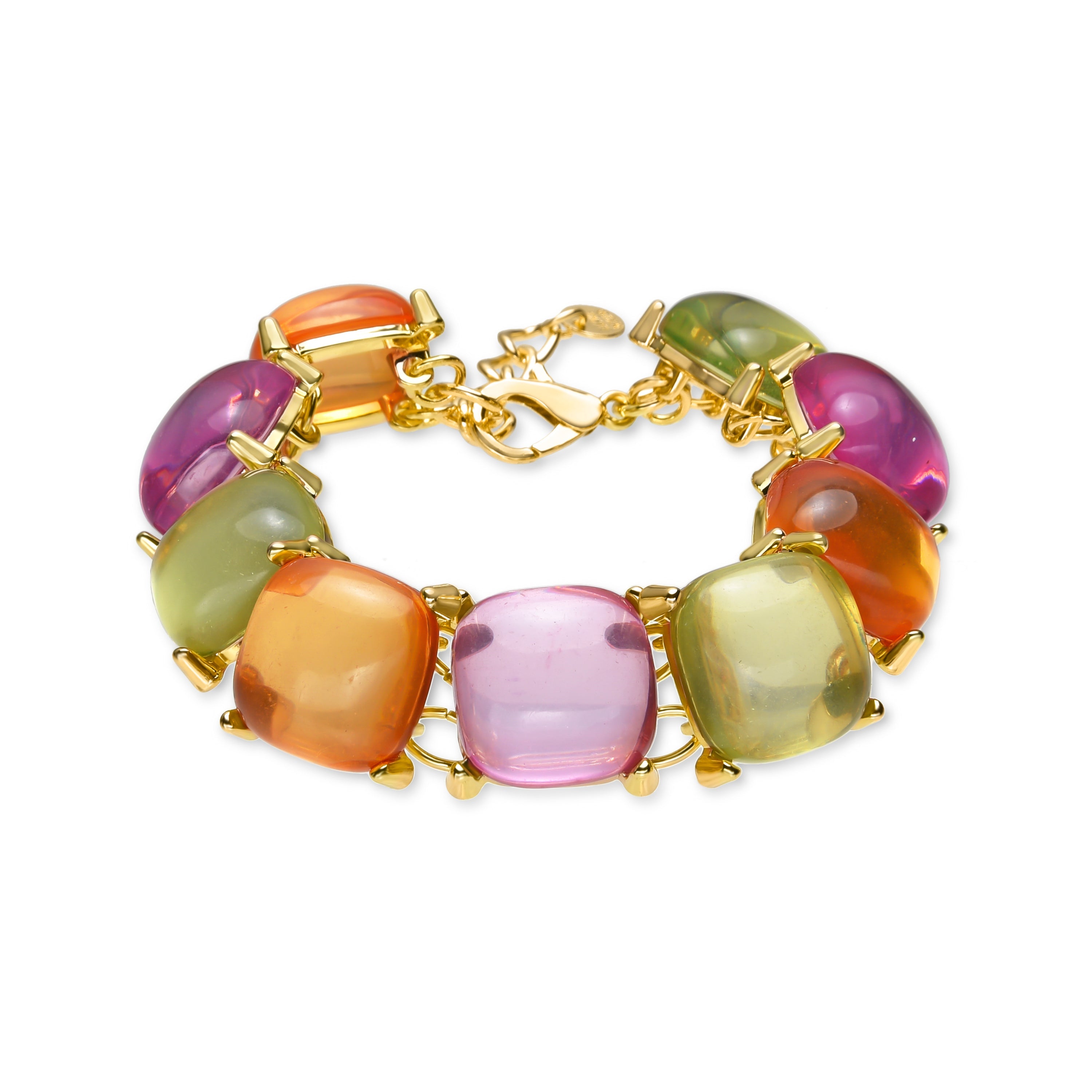 Bracelet en Cristal Multicolore fini en or jaune 18K - Tosab