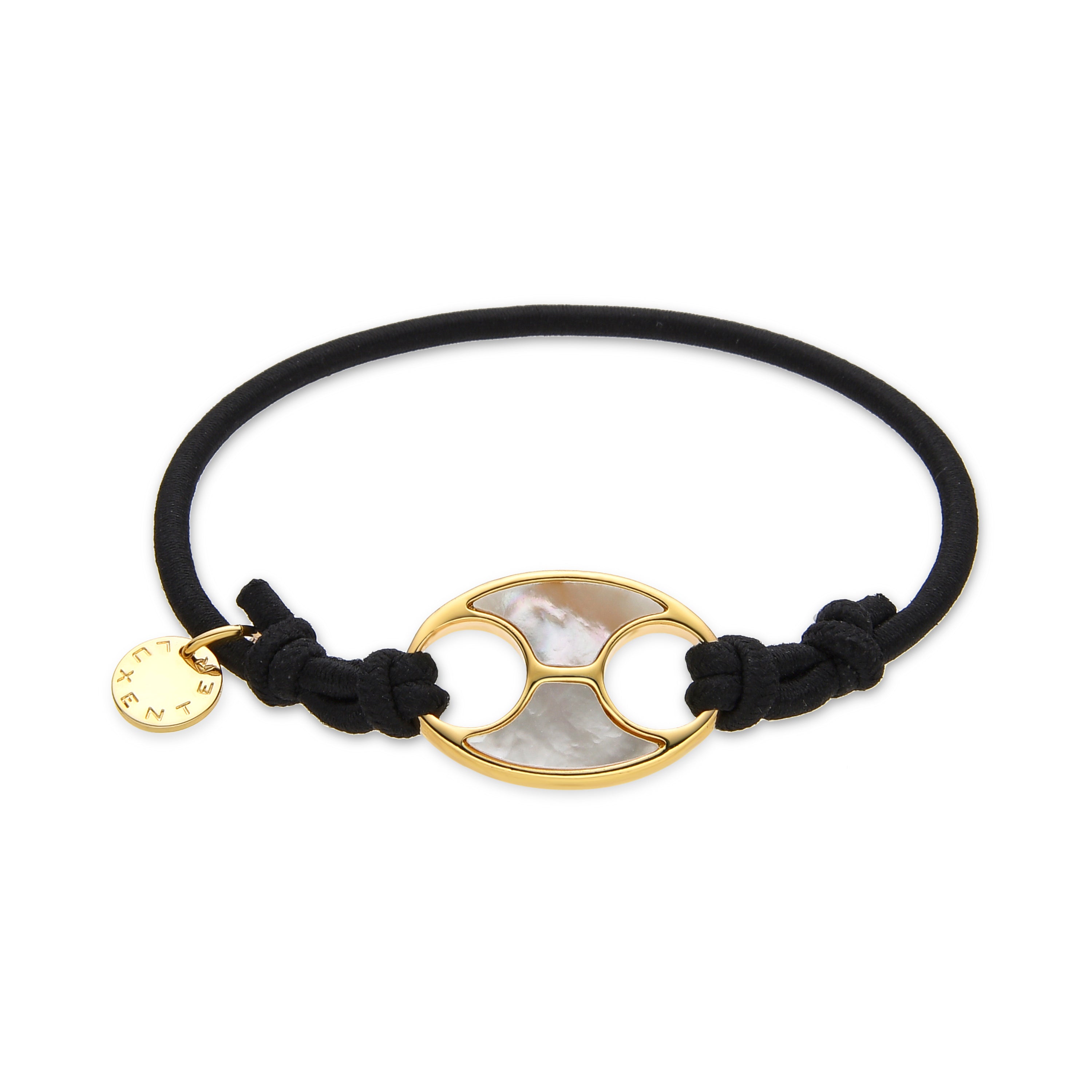 White Mother-of-Pearl Hair Tie finished in 18K yellow gold - Idmo