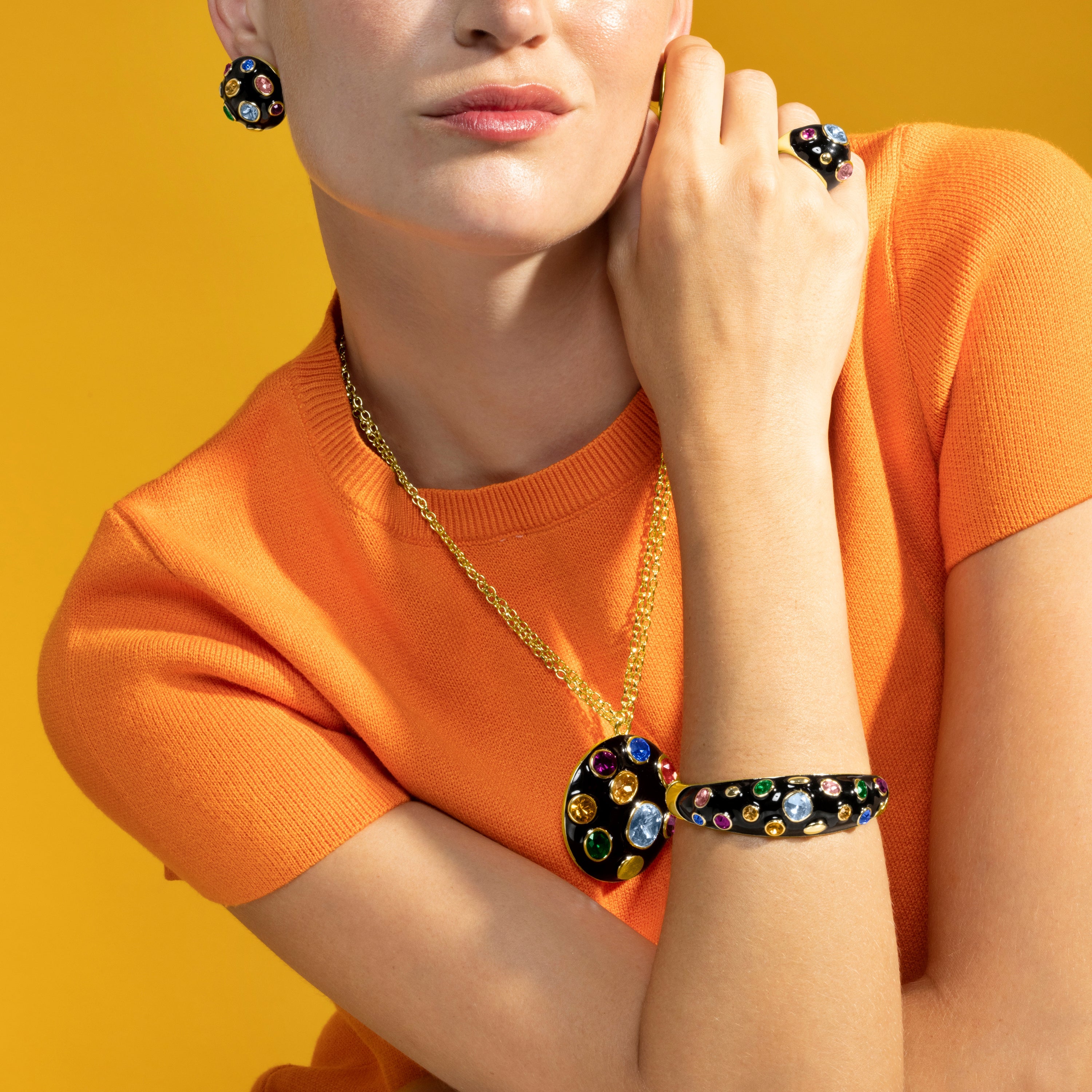 Bracelet avec laque noire finition or 18k - Yever