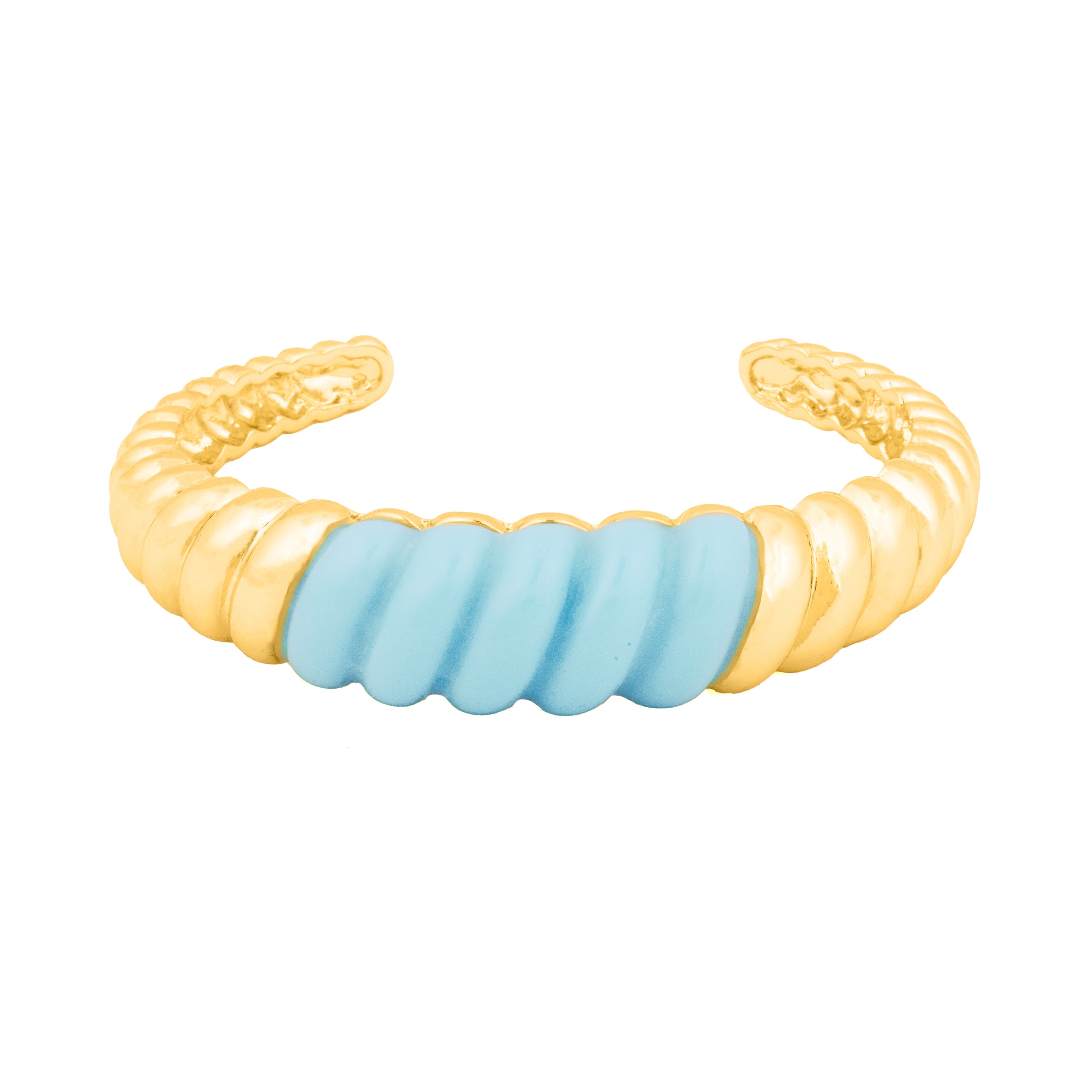 Pulsera acabado oro amarillo de 18k y Resina Azul - Rawil