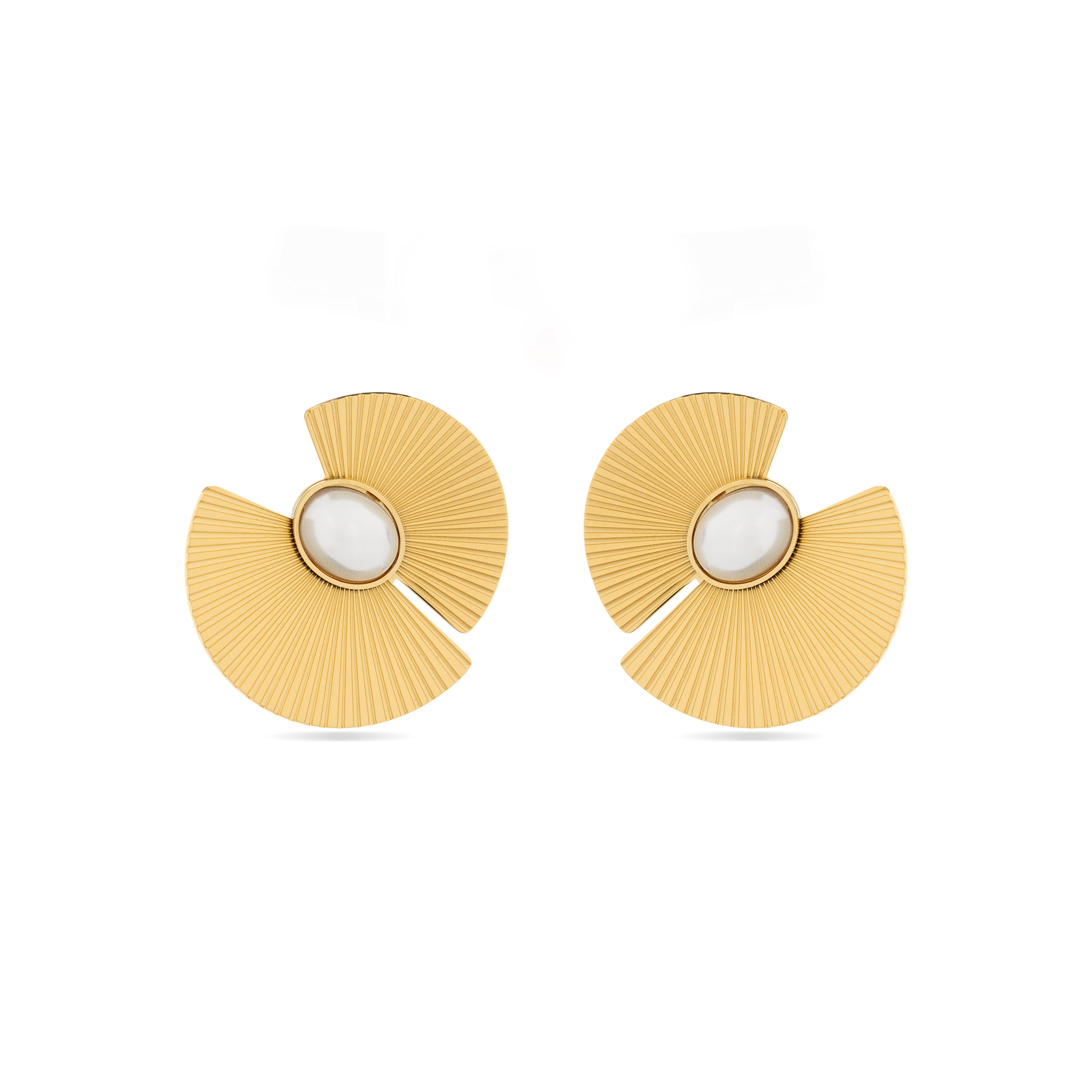 Pendientes de Perla Blanca acabados en oro amarillo 18K- Lessa
