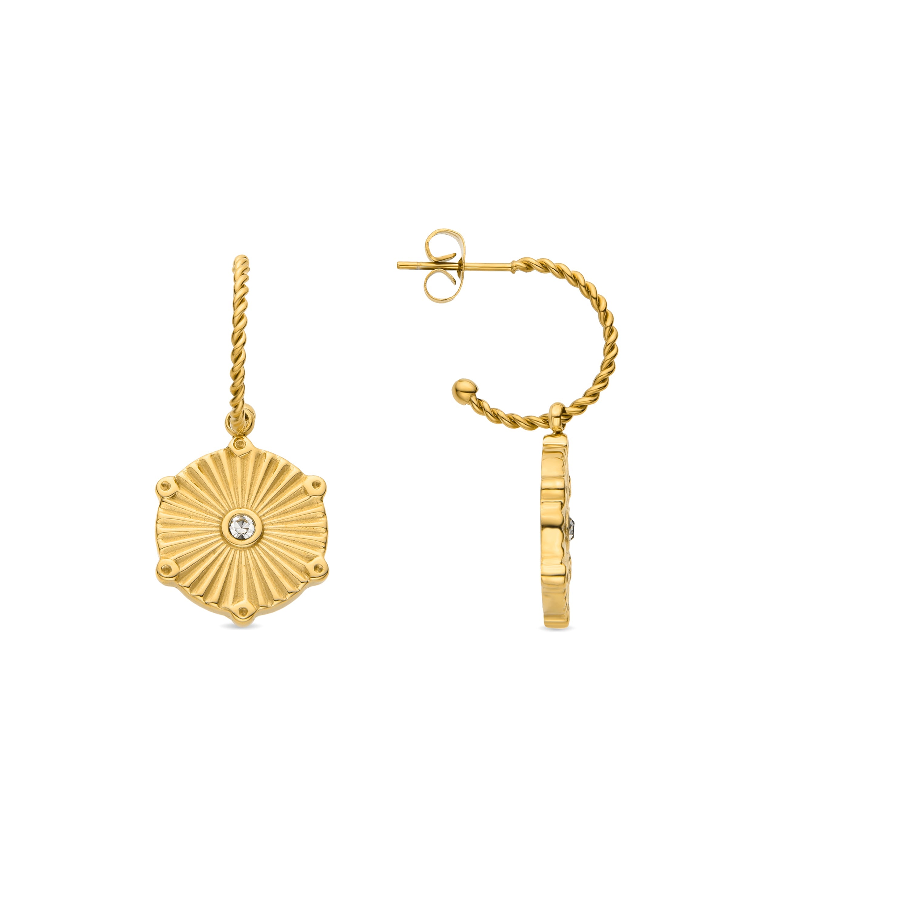 Pendientes de Circonita Brillante acabados en oro amarillo 18K- Rira