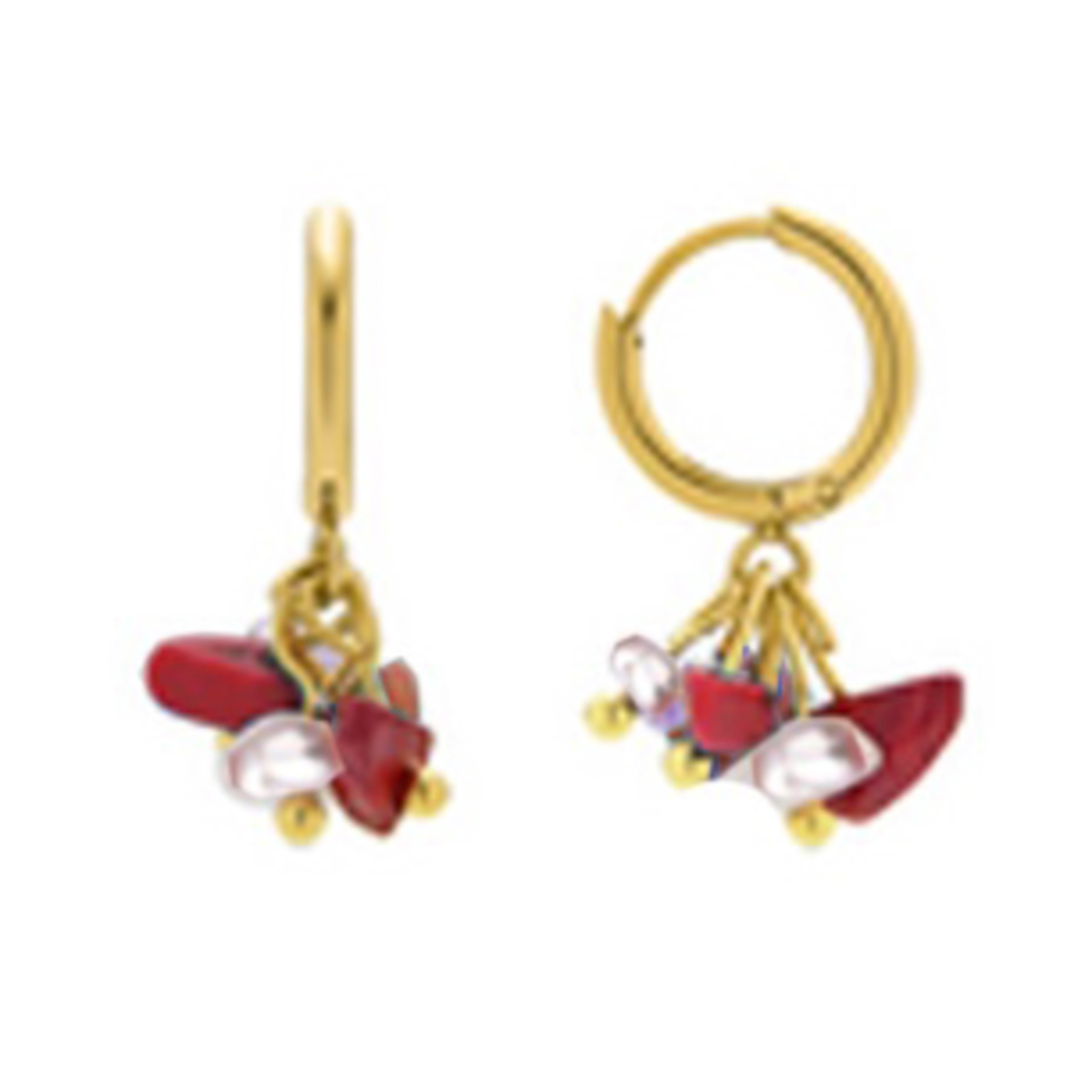 Pendientes acabado oro amarillo de 18k y Coral - Sasin