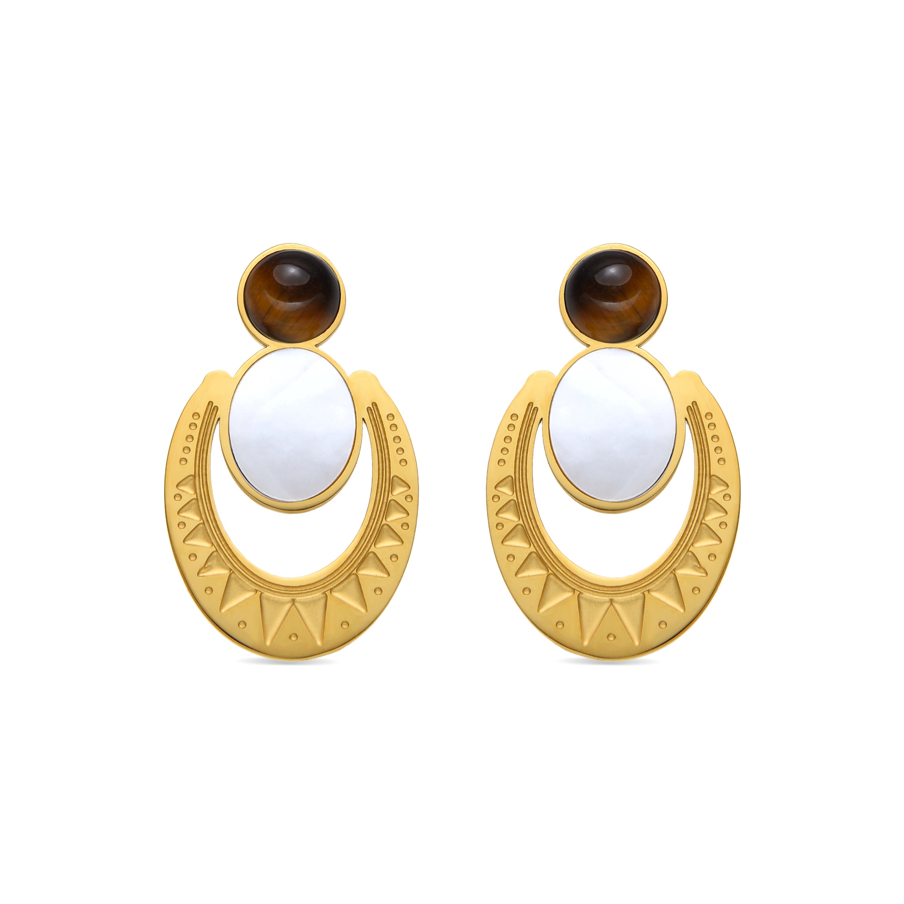 Pendientes con Madreperla Blanca acabado oro 18k - Euwil