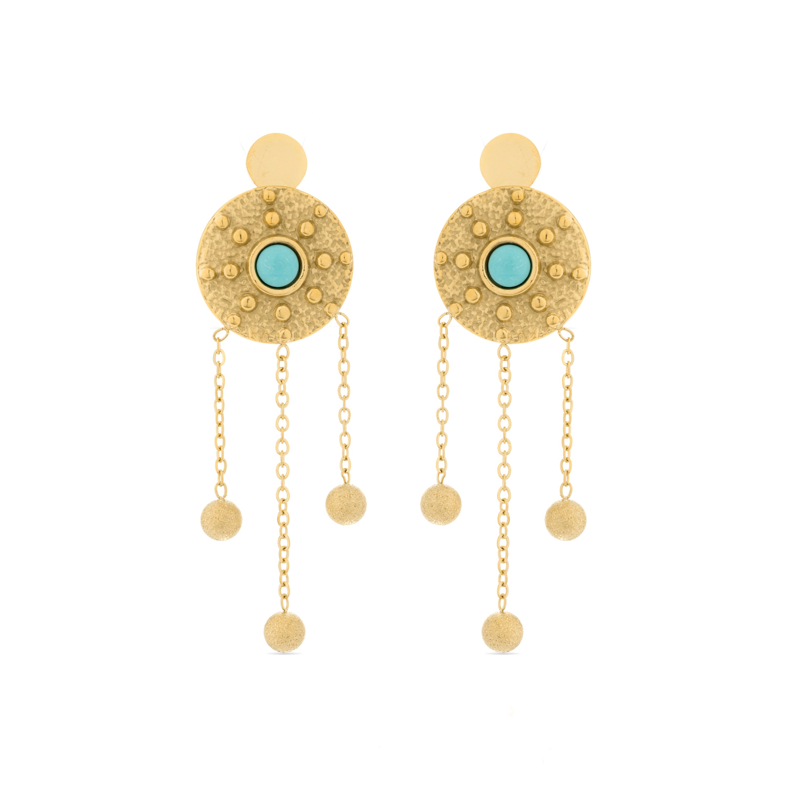 Orecchini in Turchese finiti in oro giallo 18K - Mudat