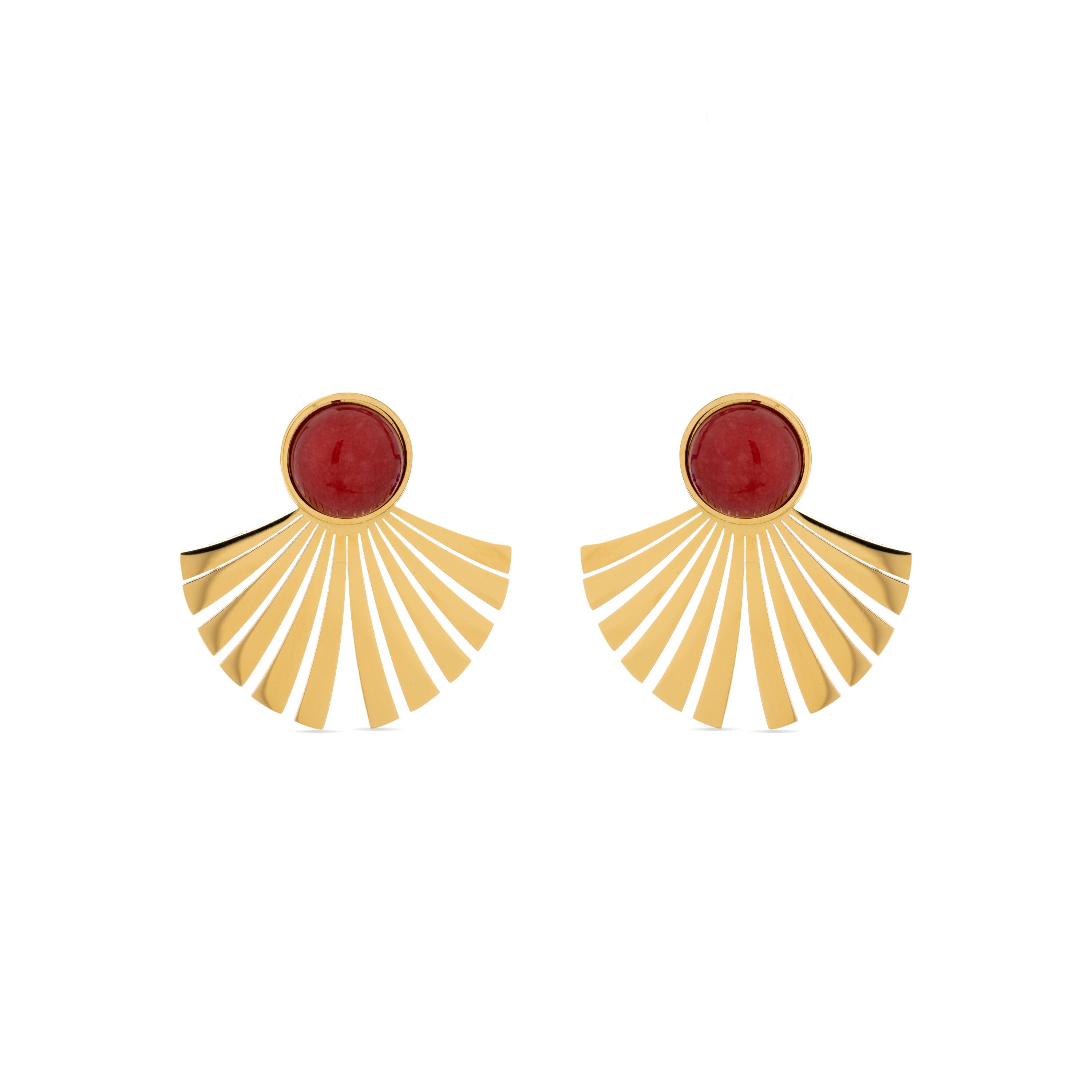 Pendientes de Coral acabados en oro amarillo 18K- Almia