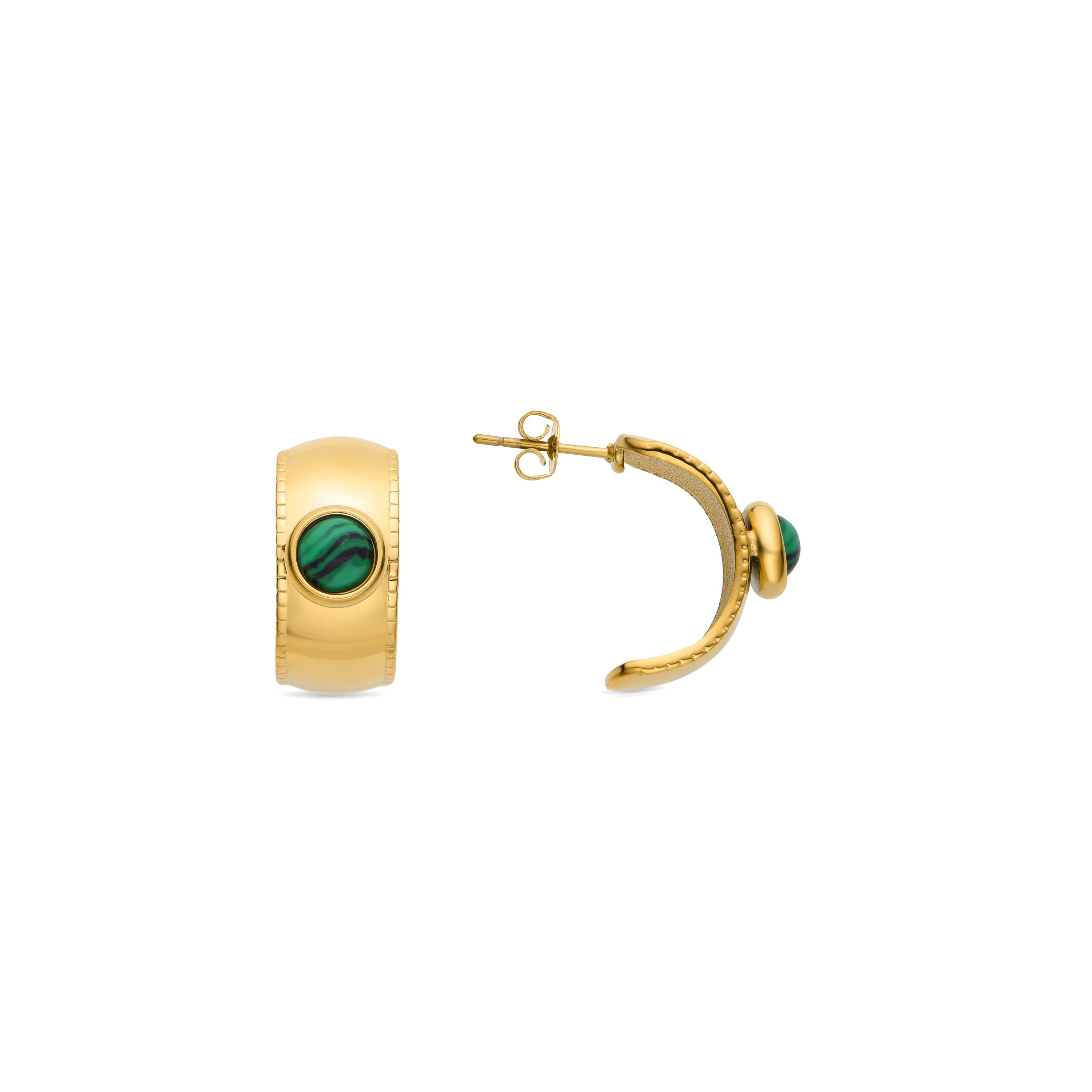 Pendientes de Malaquita acabados en oro amarillo 18K- Dadao