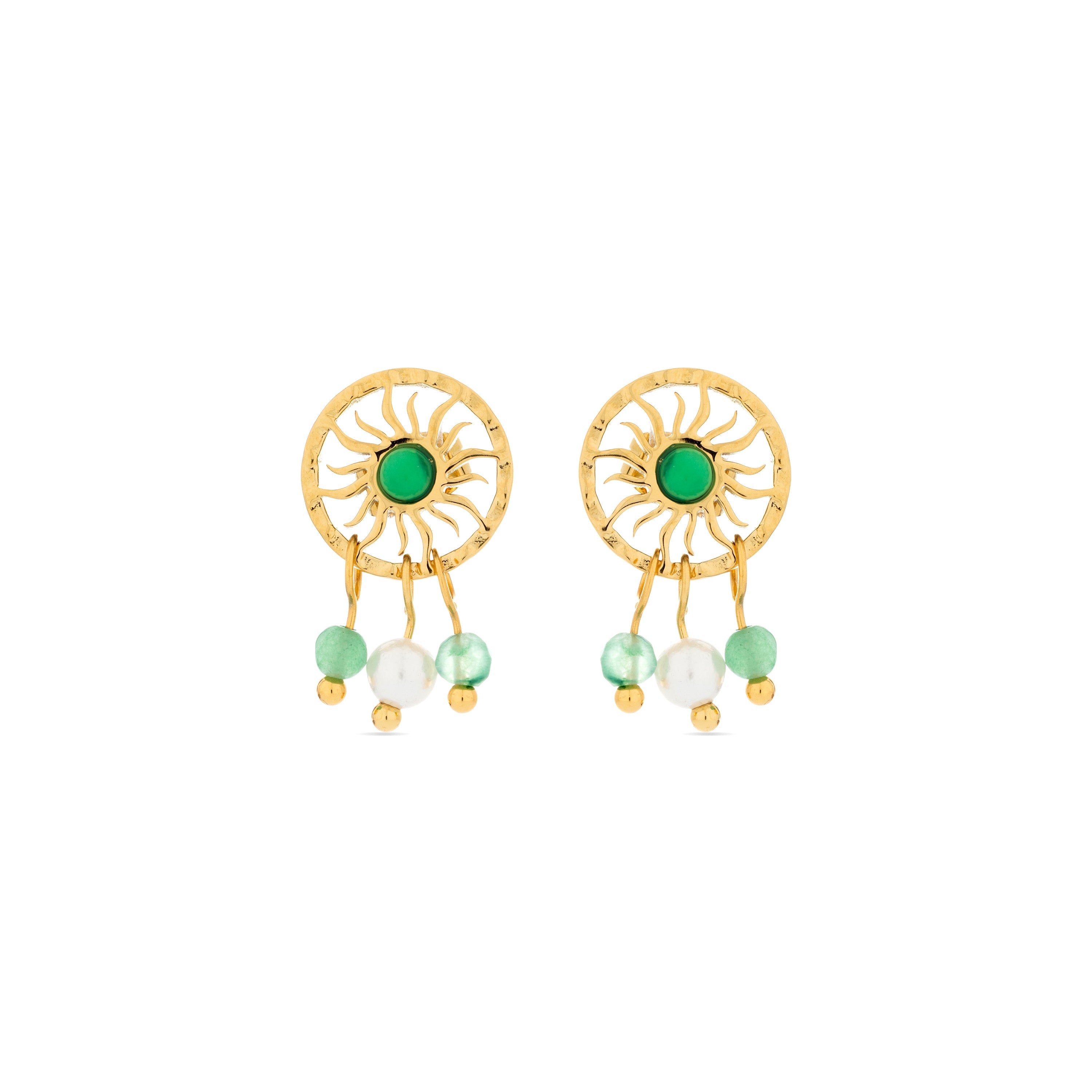 Pendientes de Malaquita acabados en oro amarillo 18K - Besya