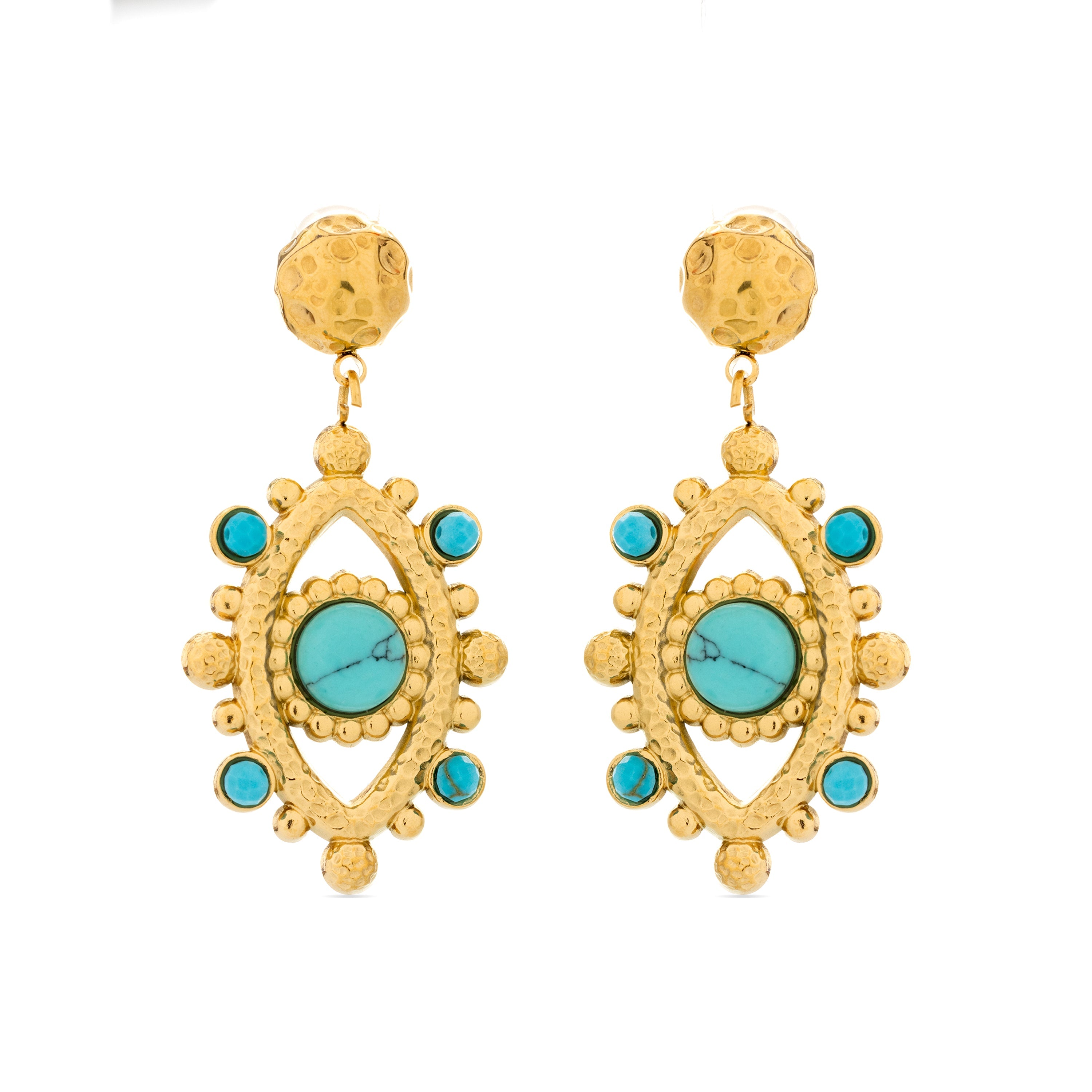 Orecchini in Turchese finiti in oro giallo 18K - Romde