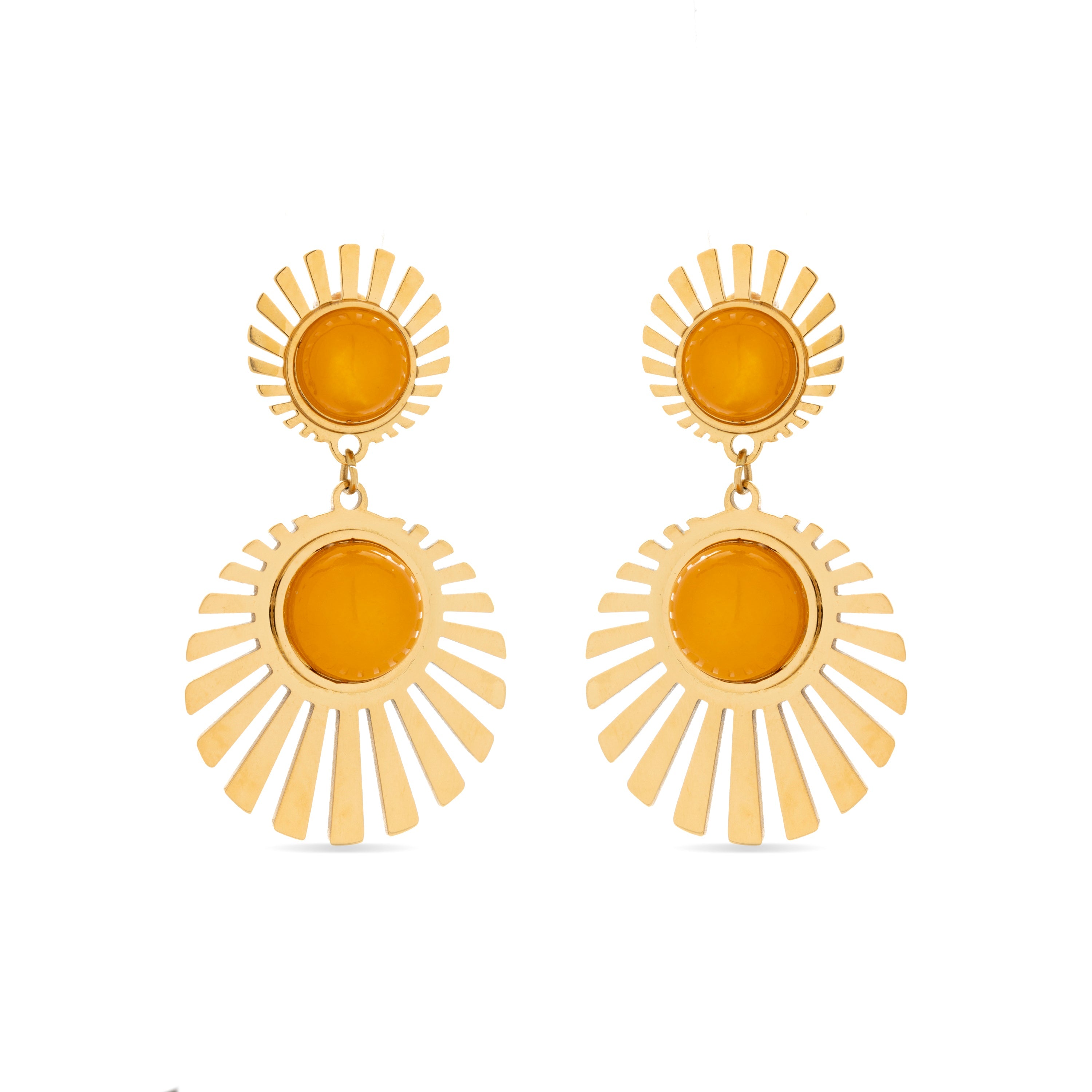 Pendientes de Cristal Naranja acabados en oro amarillo 18K - Zuxia