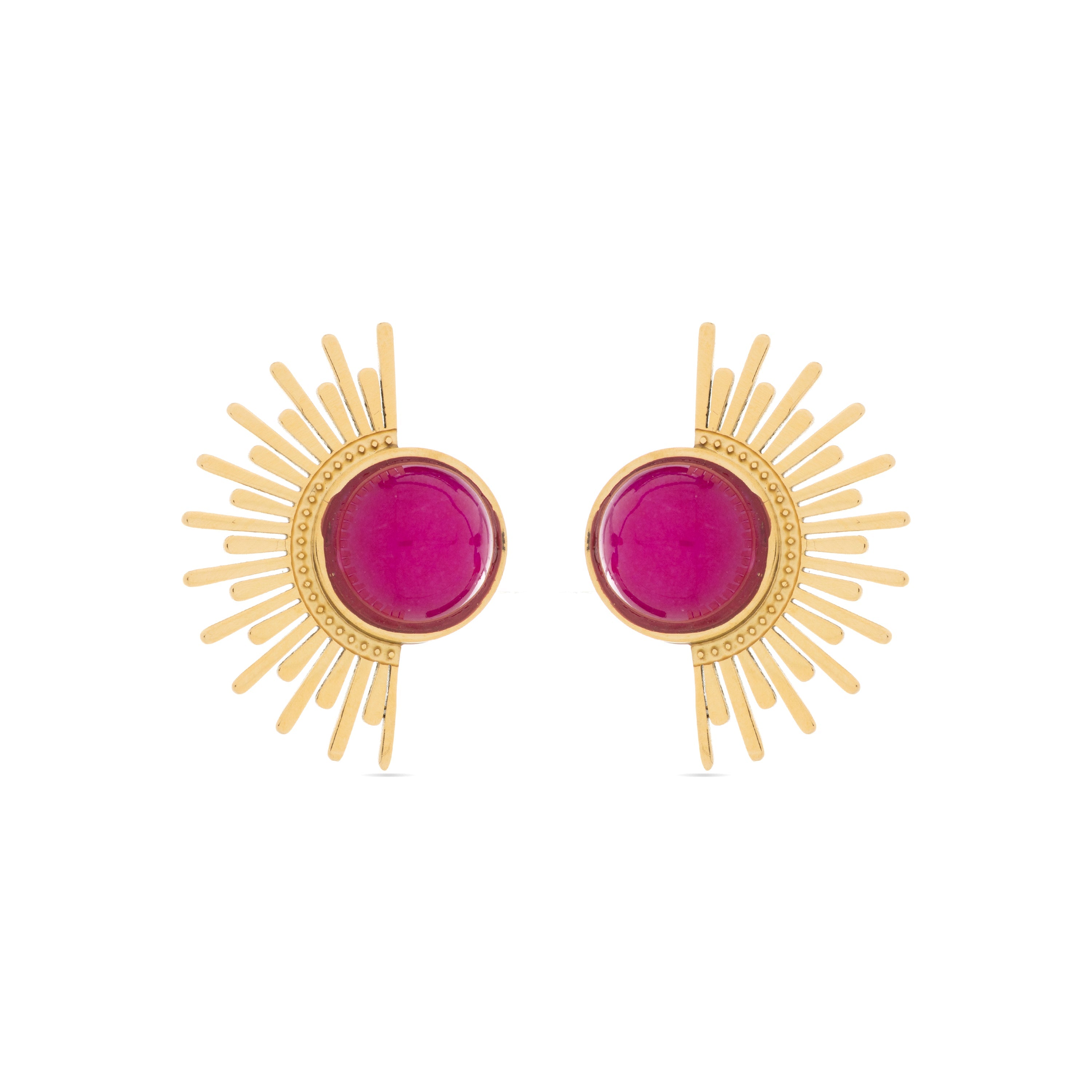 Pendientes de Cristal Rojo acabados en oro amarillo 18K - Rok
