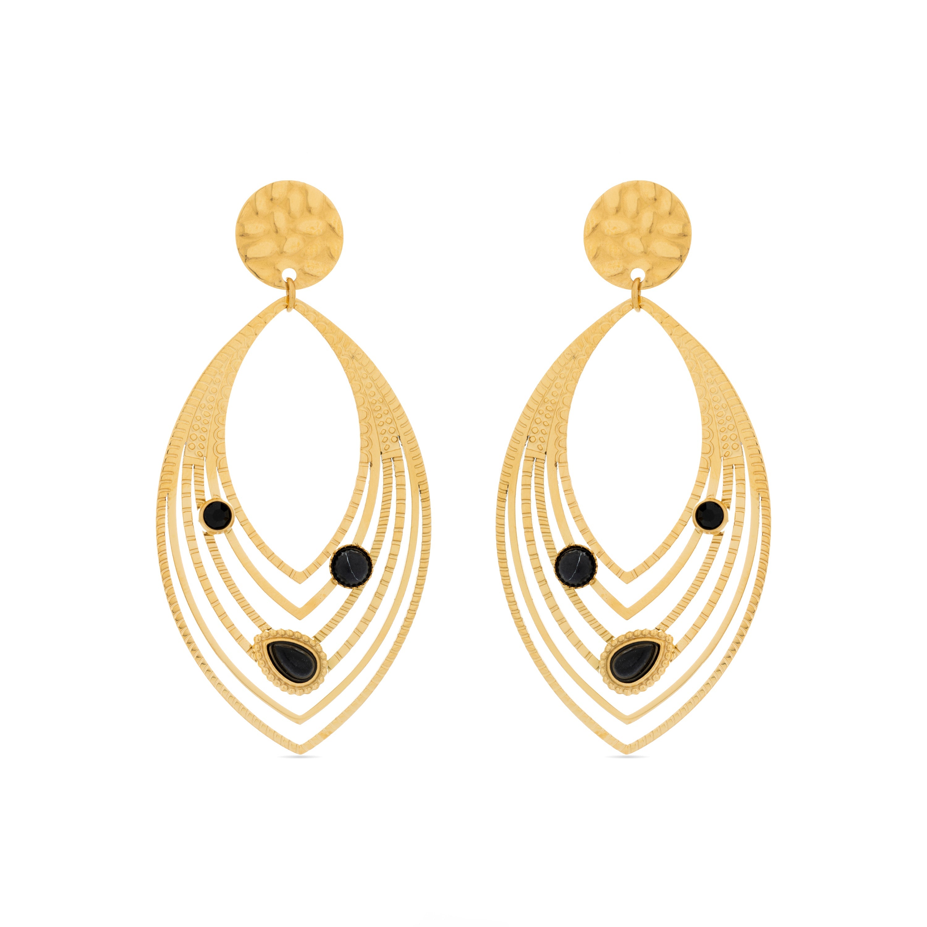 Pendientes de Onix acabados en oro amarillo 18K - Ycoa
