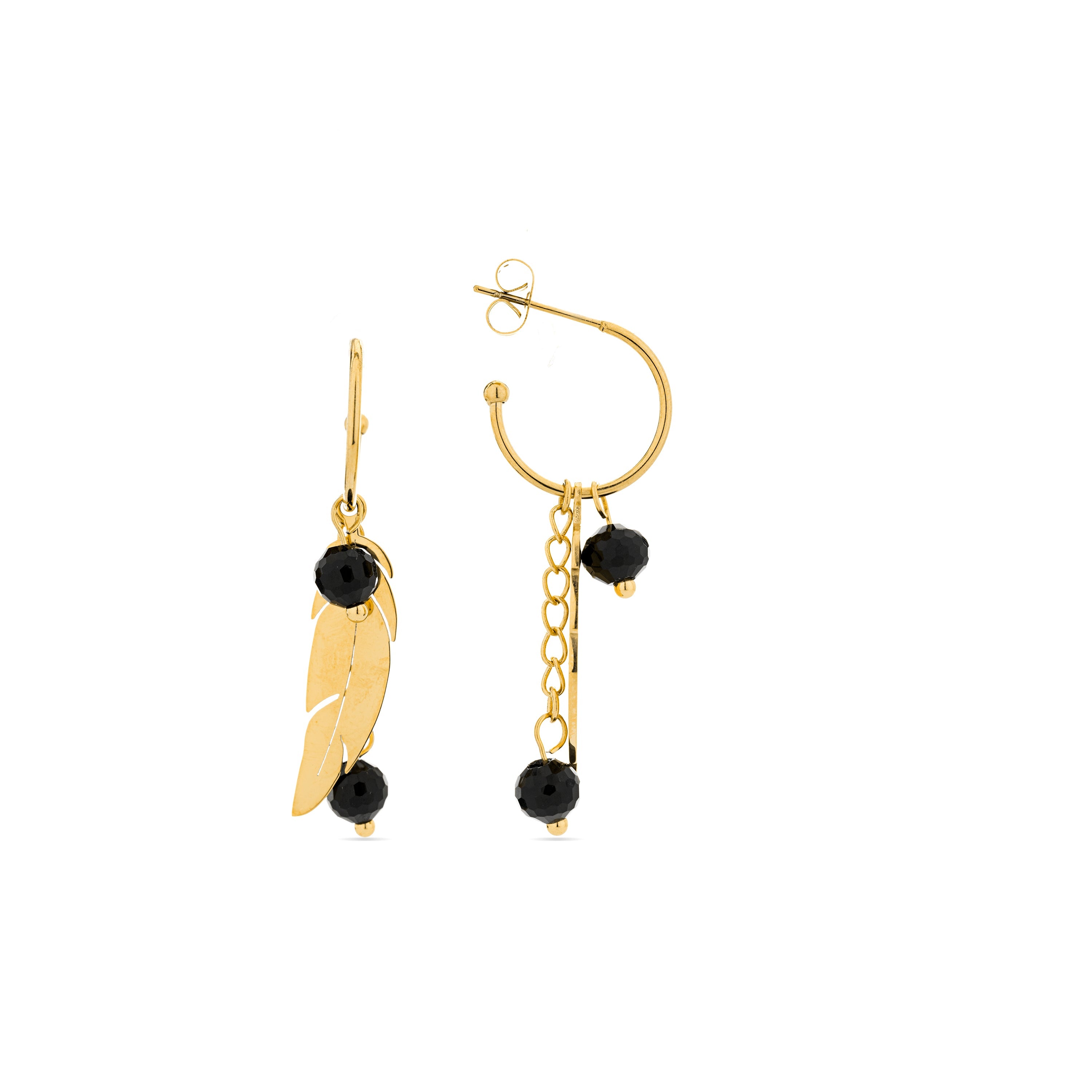 Pendientes de Onix acabados en oro amarillo 18K - Omka