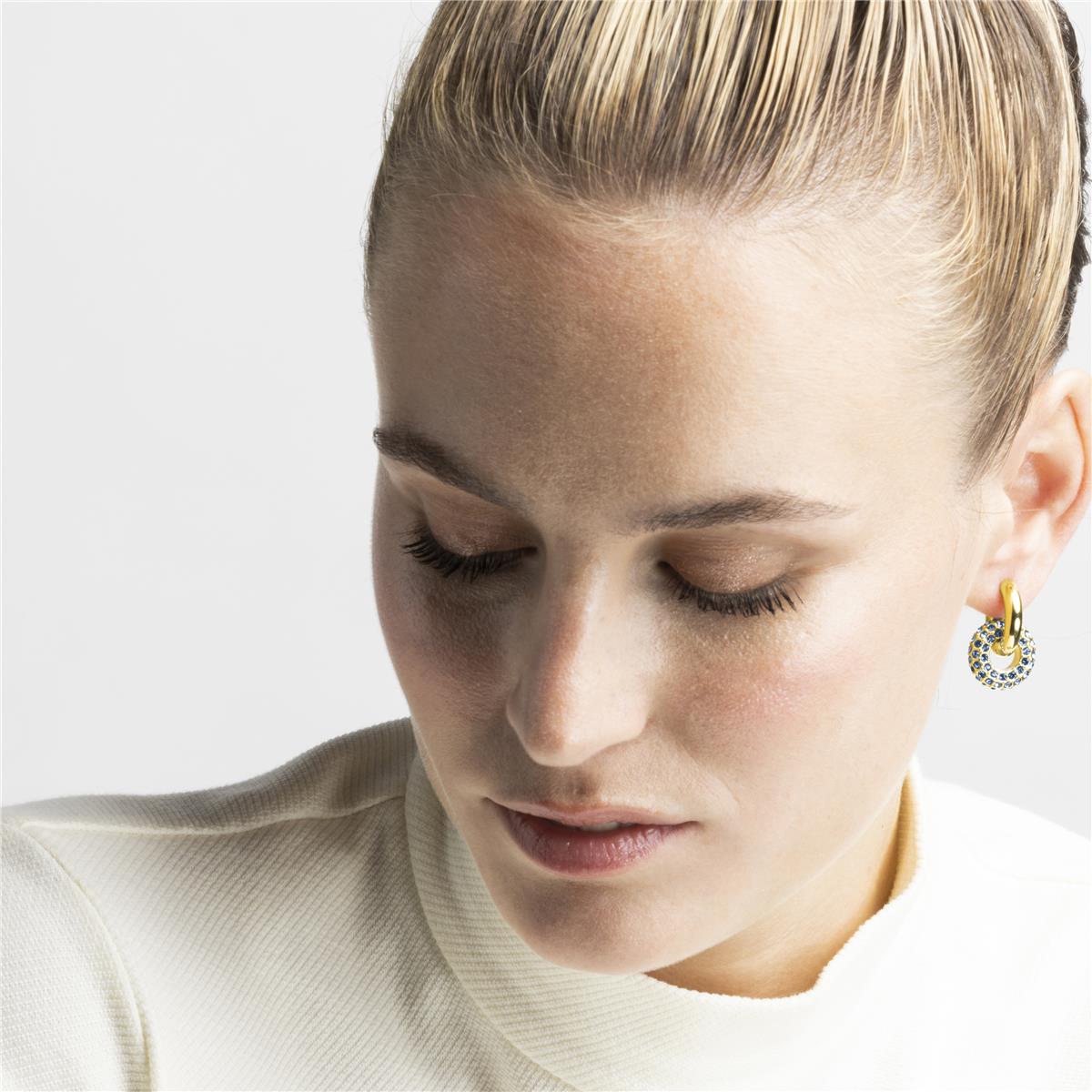 Dark Blue Crystal Earrings with 18k Gold Finish - Rawe