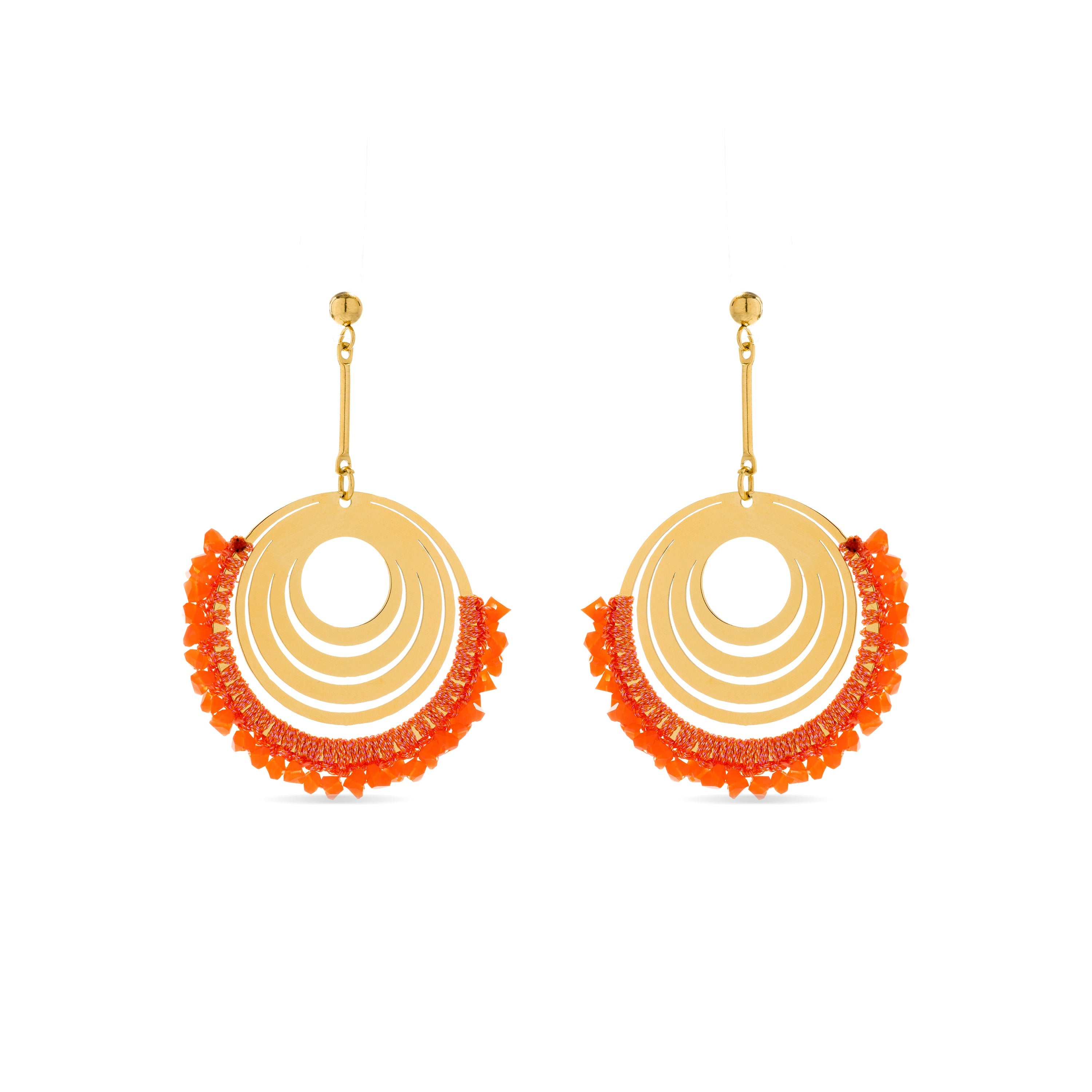 Pendientes de Coral acabados en oro amarillo 18K - Ishio