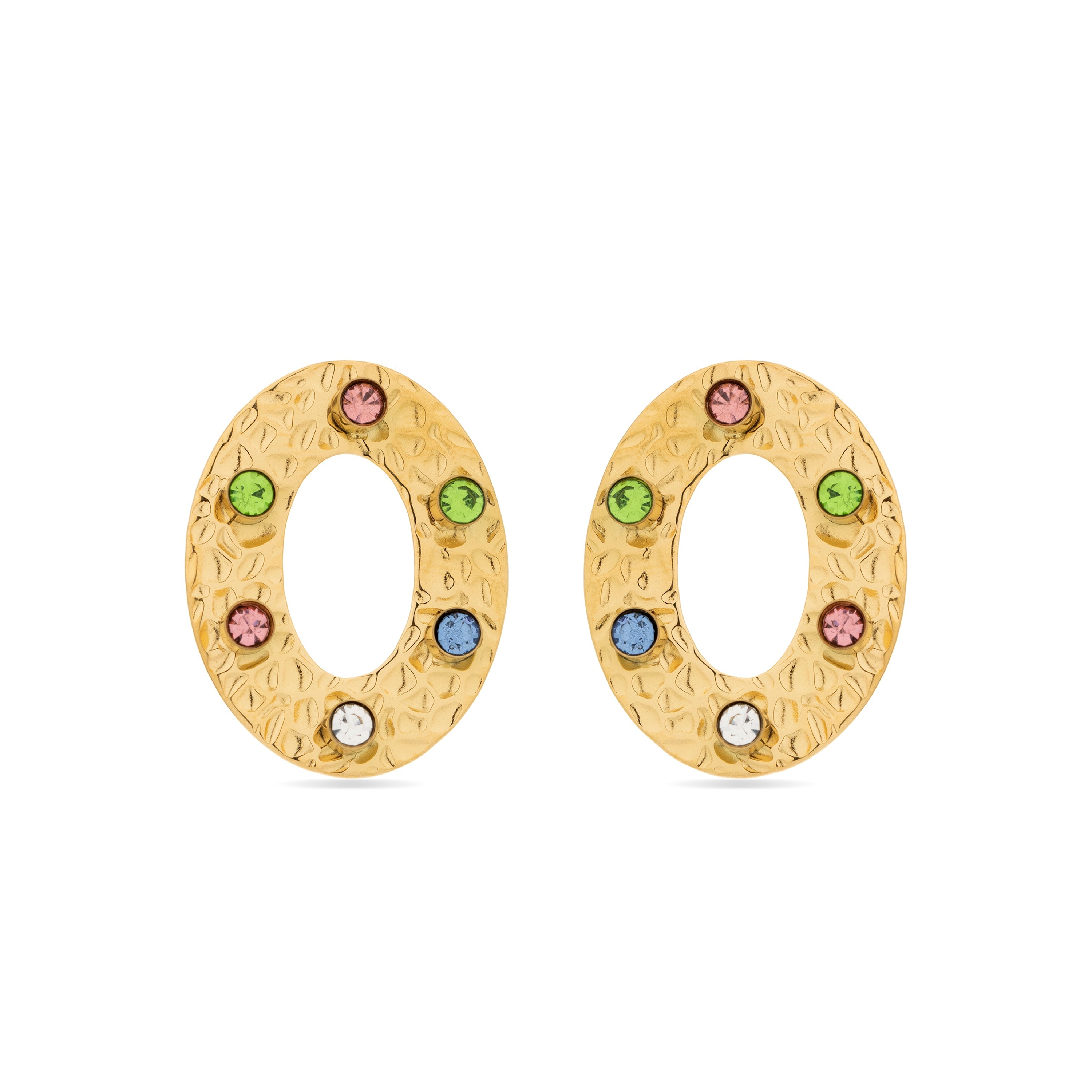 Pendientes de Circonita Multicolor acabados en oro amarillo 18K - Nanful