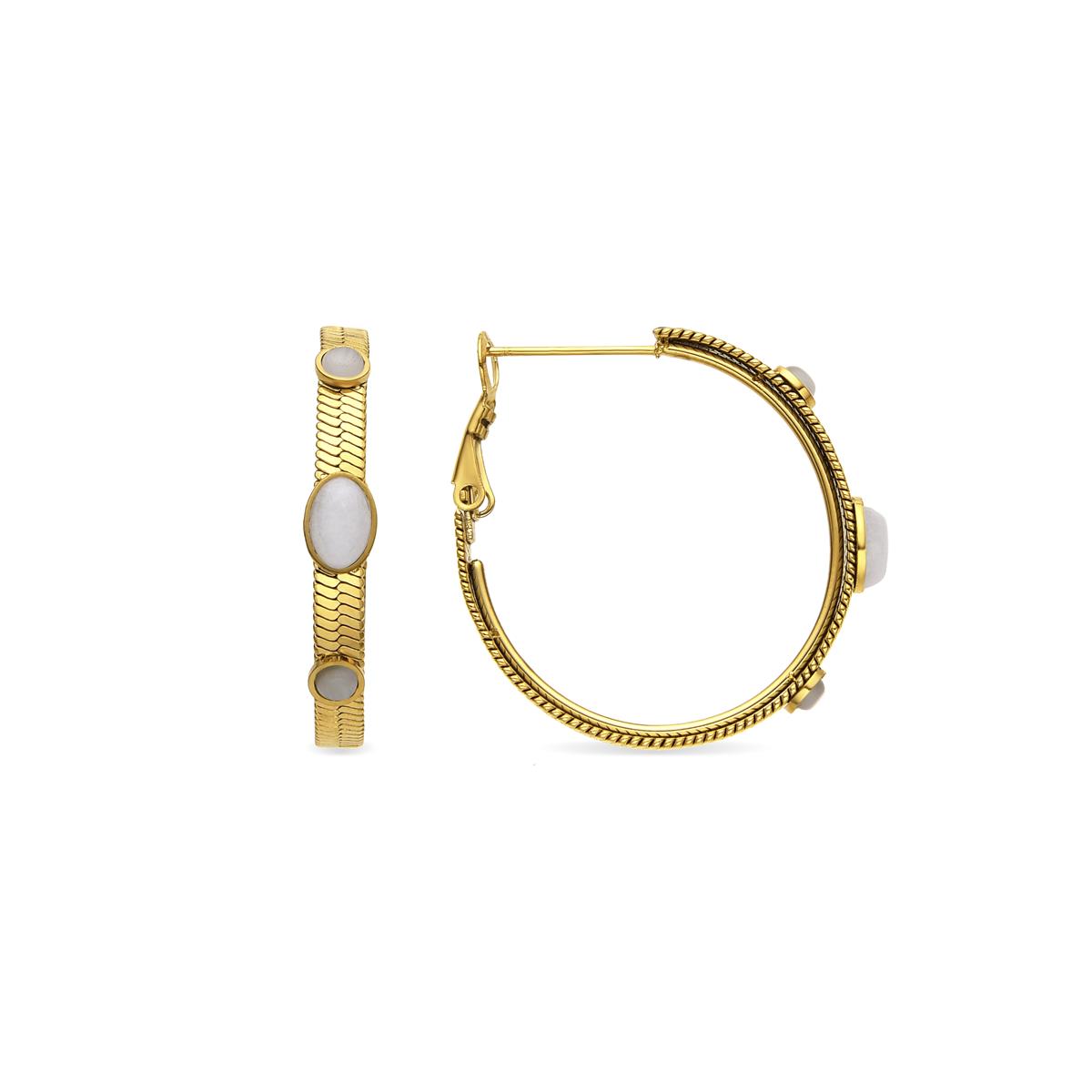 Orecchini con Madreperla Bianca finitura oro 18k - Reus