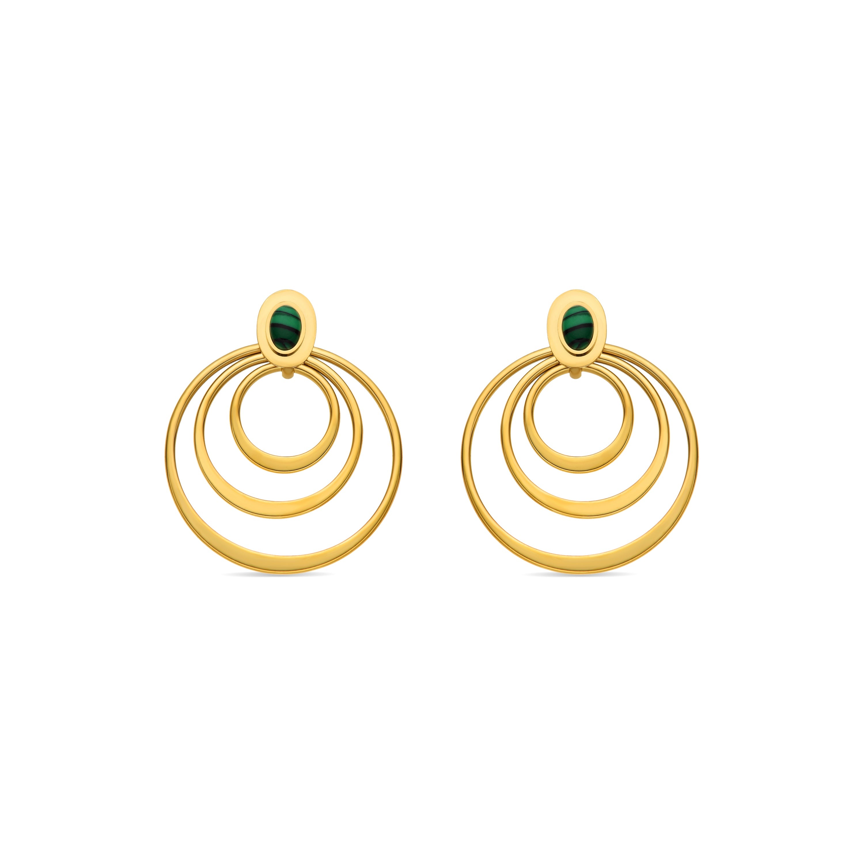 Pendientes con Malaquita acabado oro 18k - Hask