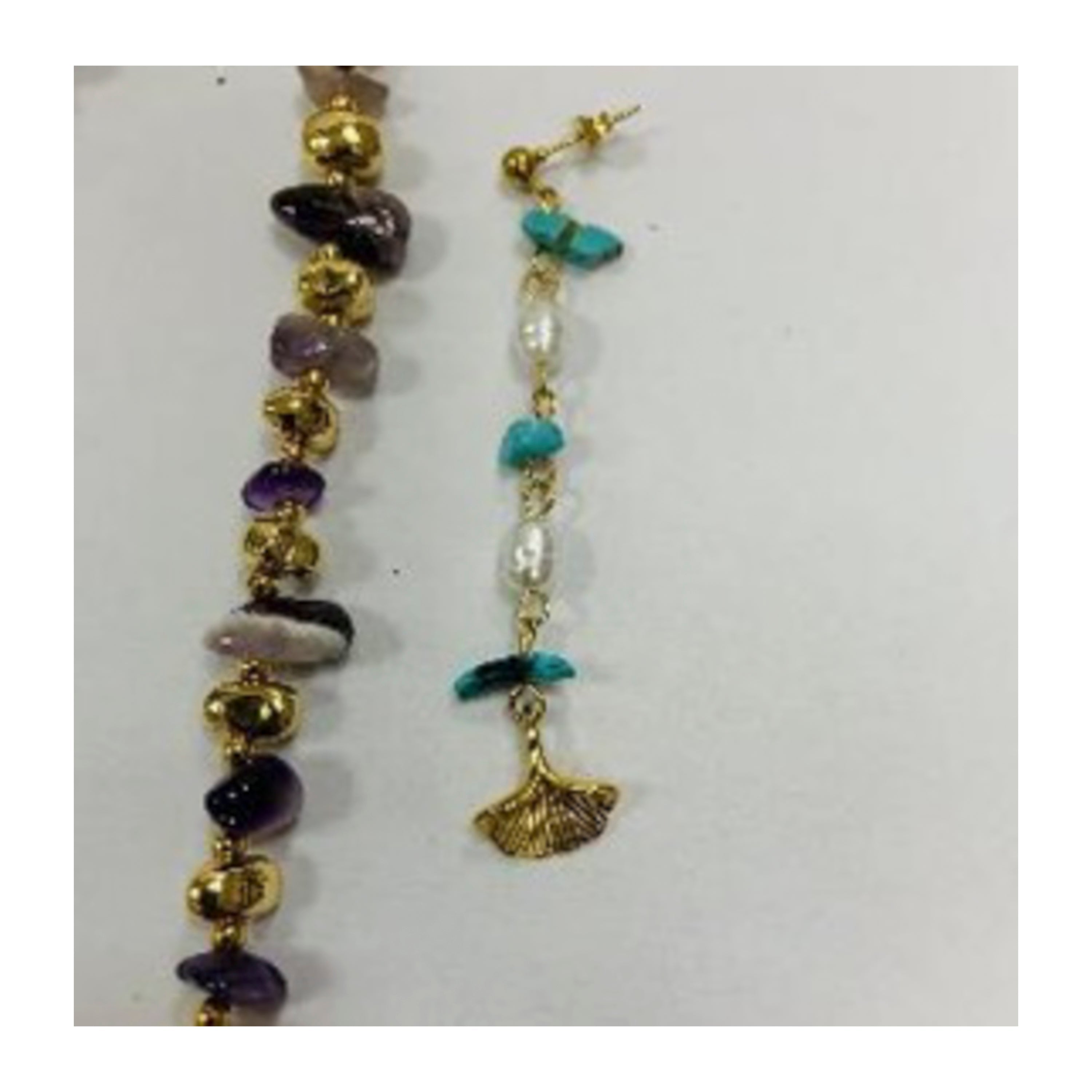 Pendientes acabado oro amarillo de 18k y Amatista Natural - Tarthae