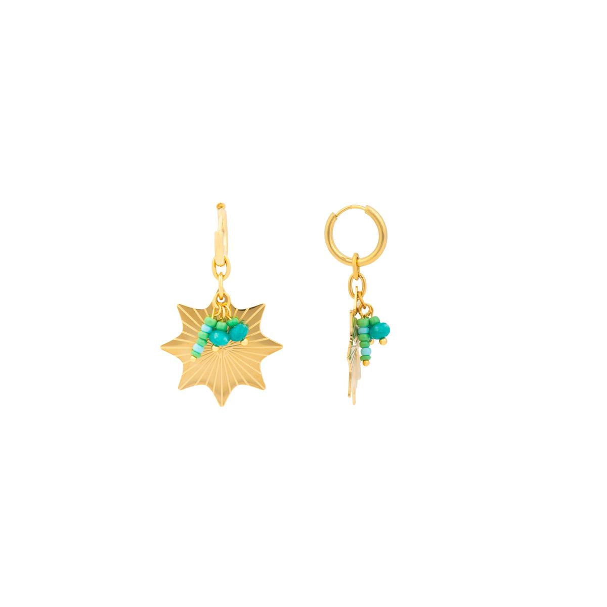 Orecchini finitura oro giallo 18k e Turchese - Silmu
