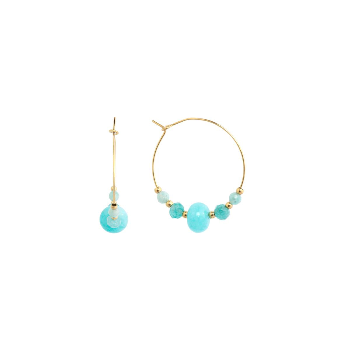 Orecchini finitura oro giallo 18k e Giada Blu - Gimra