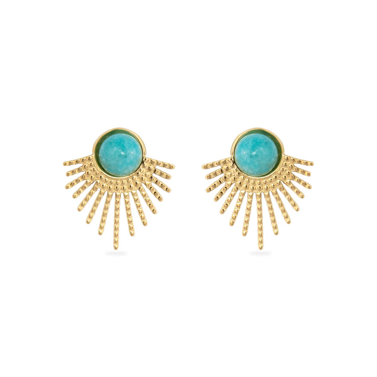 Orecchini finitura oro giallo 18k e Giada Verde - Boya