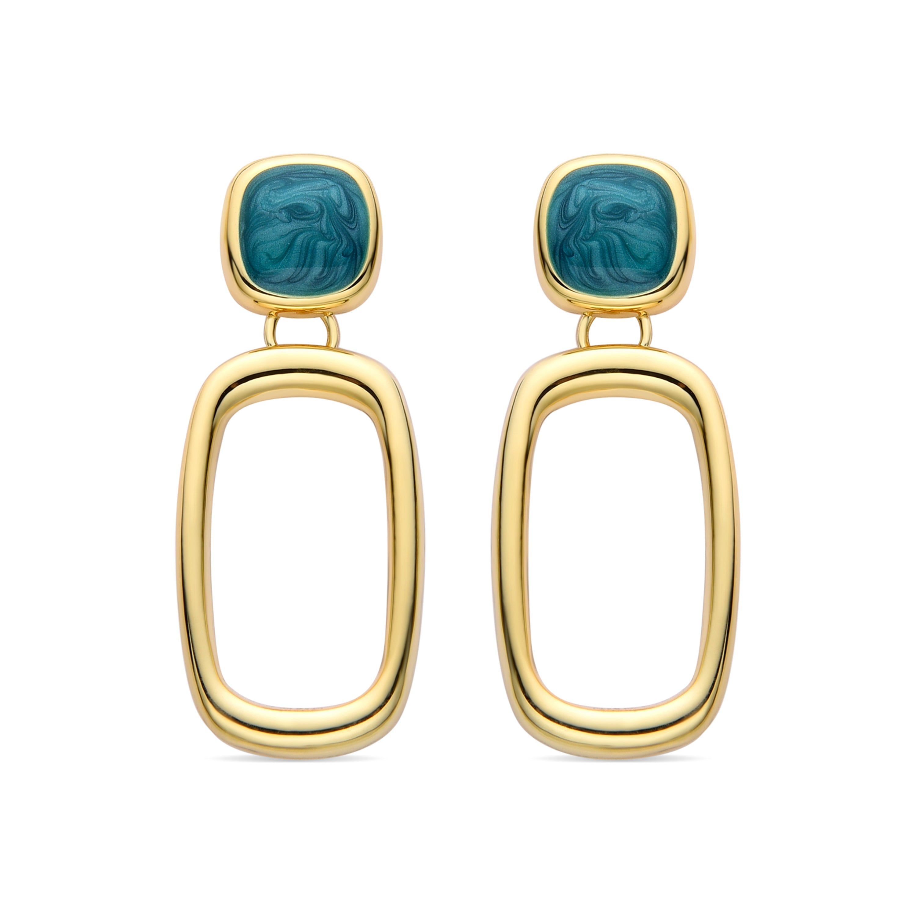 Pendientes de Resina Verde acabados en oro amarillo 18K - Orzur