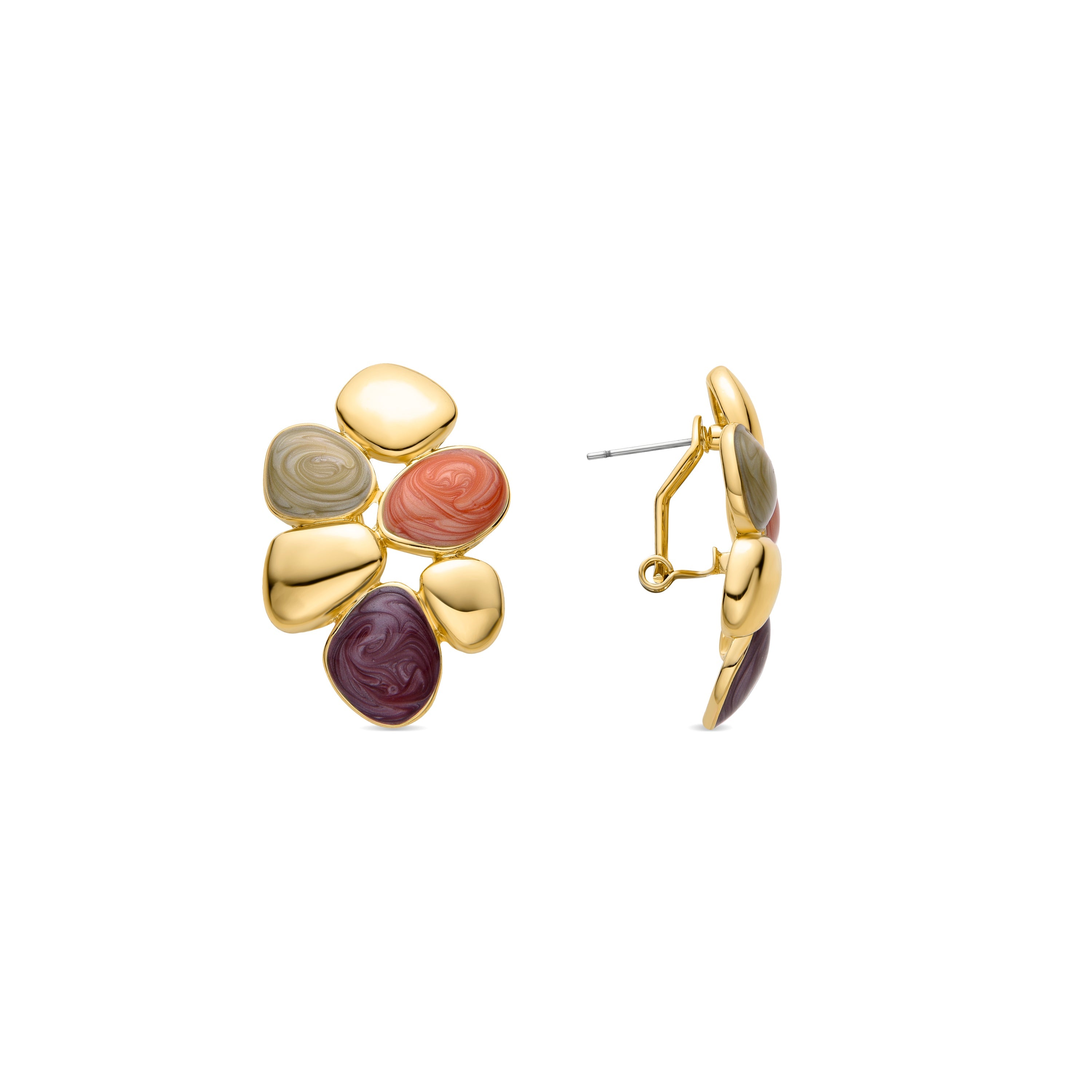 Pendientes de Resina Naranja acabados en oro amarillo 18K - Niro