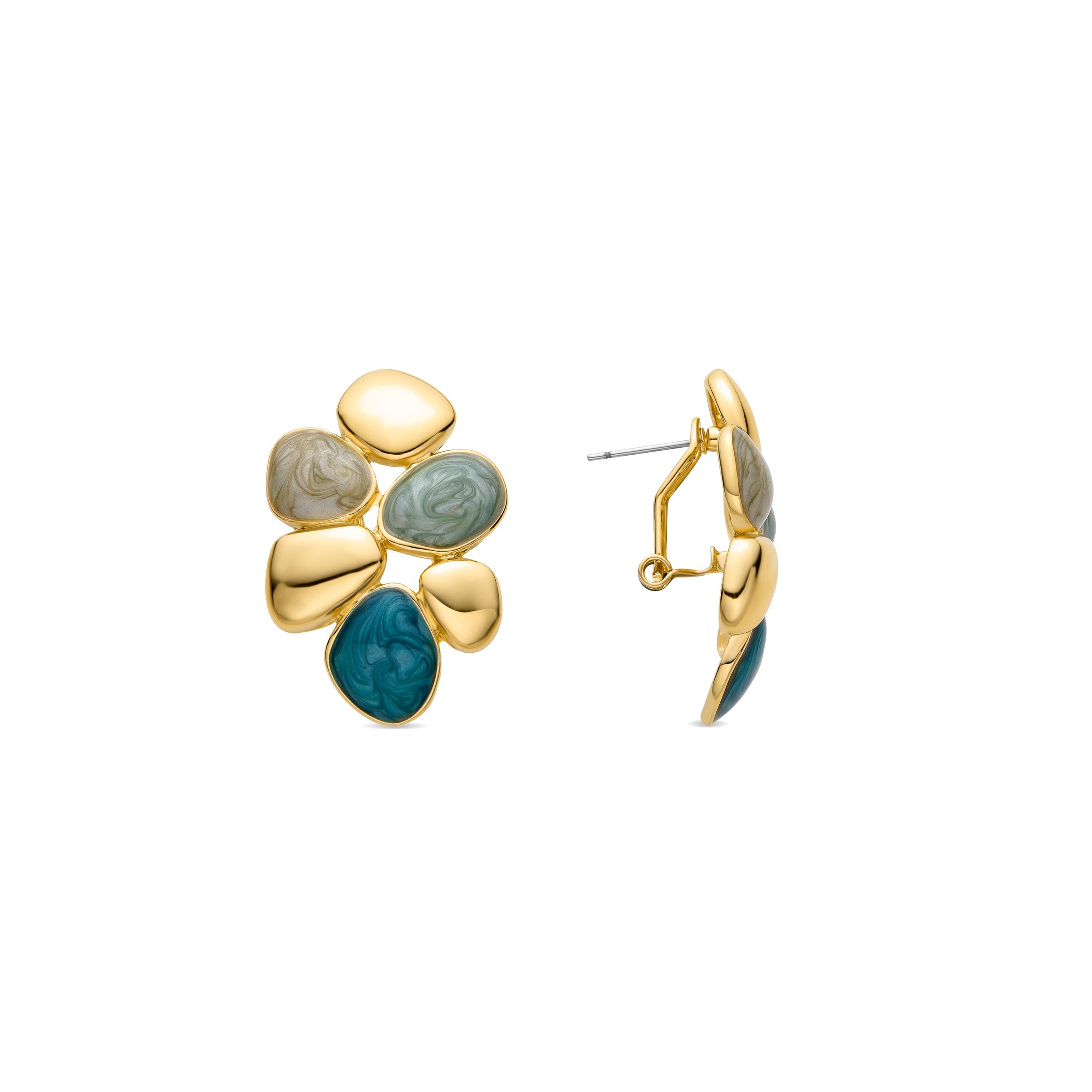 Pendientes de Resina Verde acabados en oro amarillo 18K - Niro