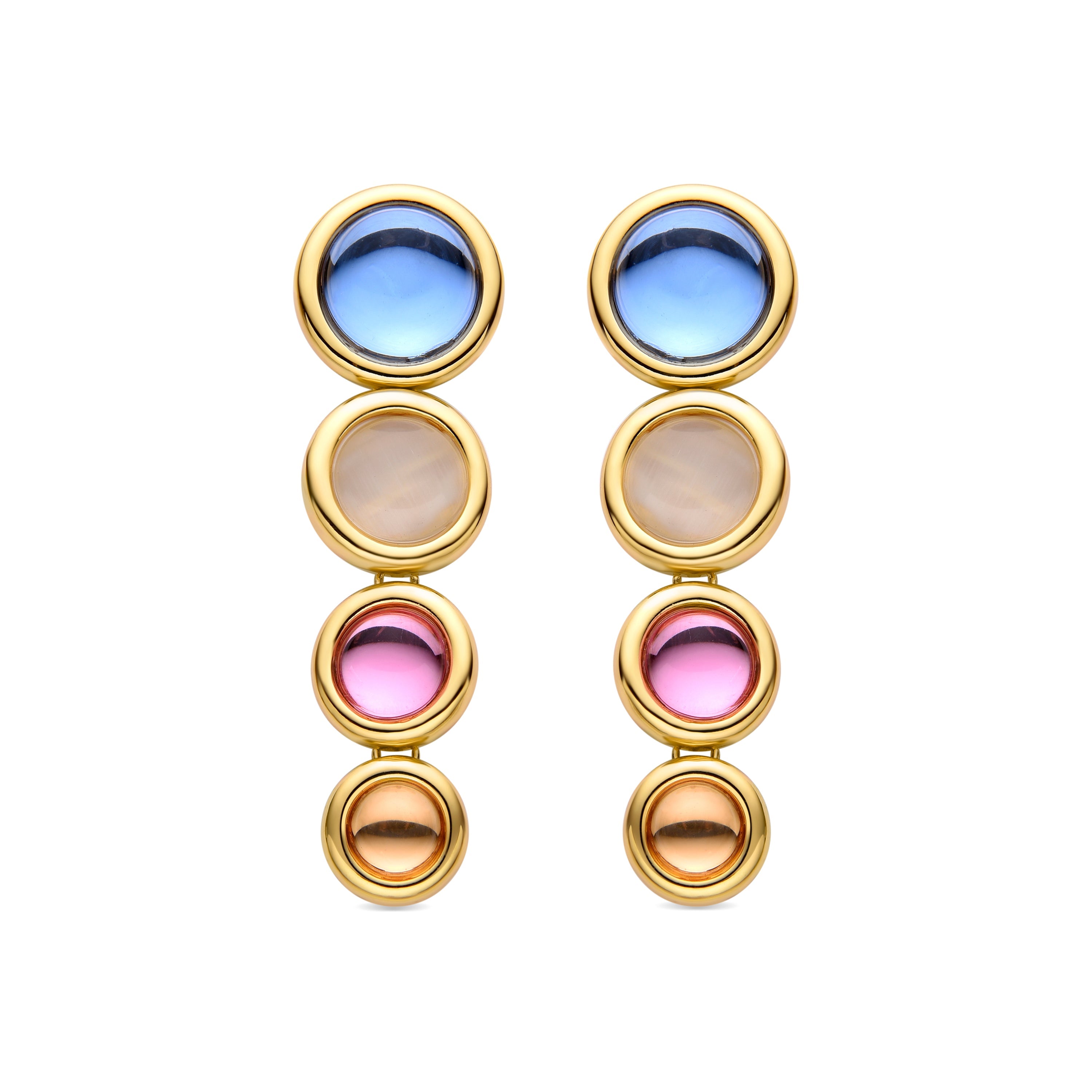Orecchini in Cristallo Multicolore finiti in oro giallo 18K - Longki