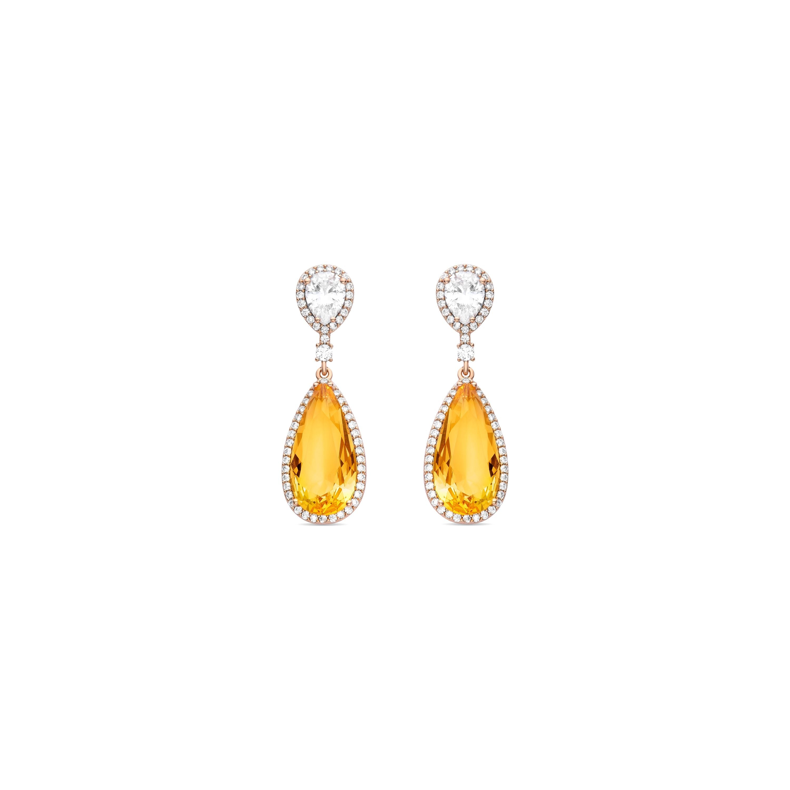 Pendientes de Cristal Amarillo acabados en oro amarillo 18K - Gluk