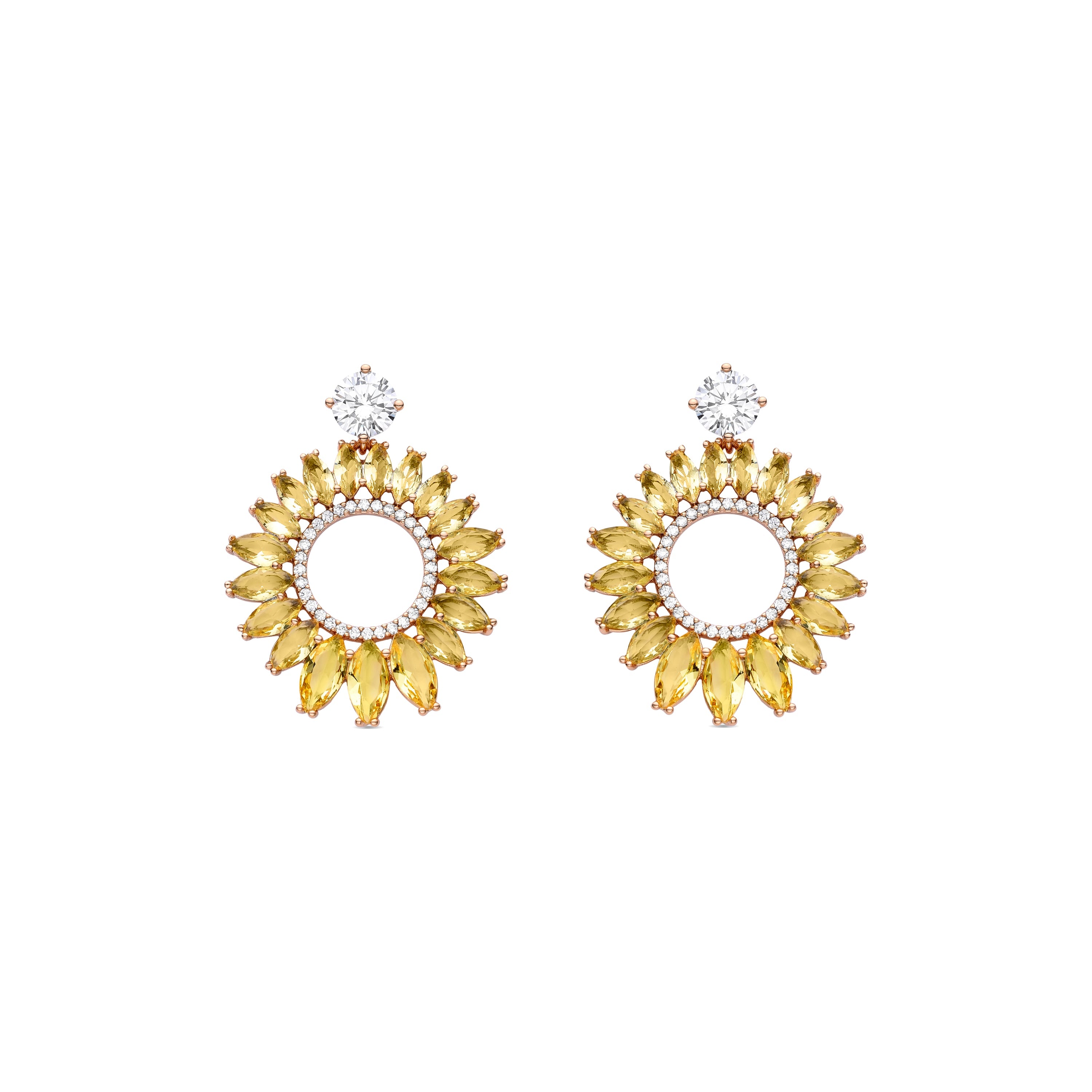 Pendientes de Cristal Amarillo acabados en oro amarillo 18K - Lelyl