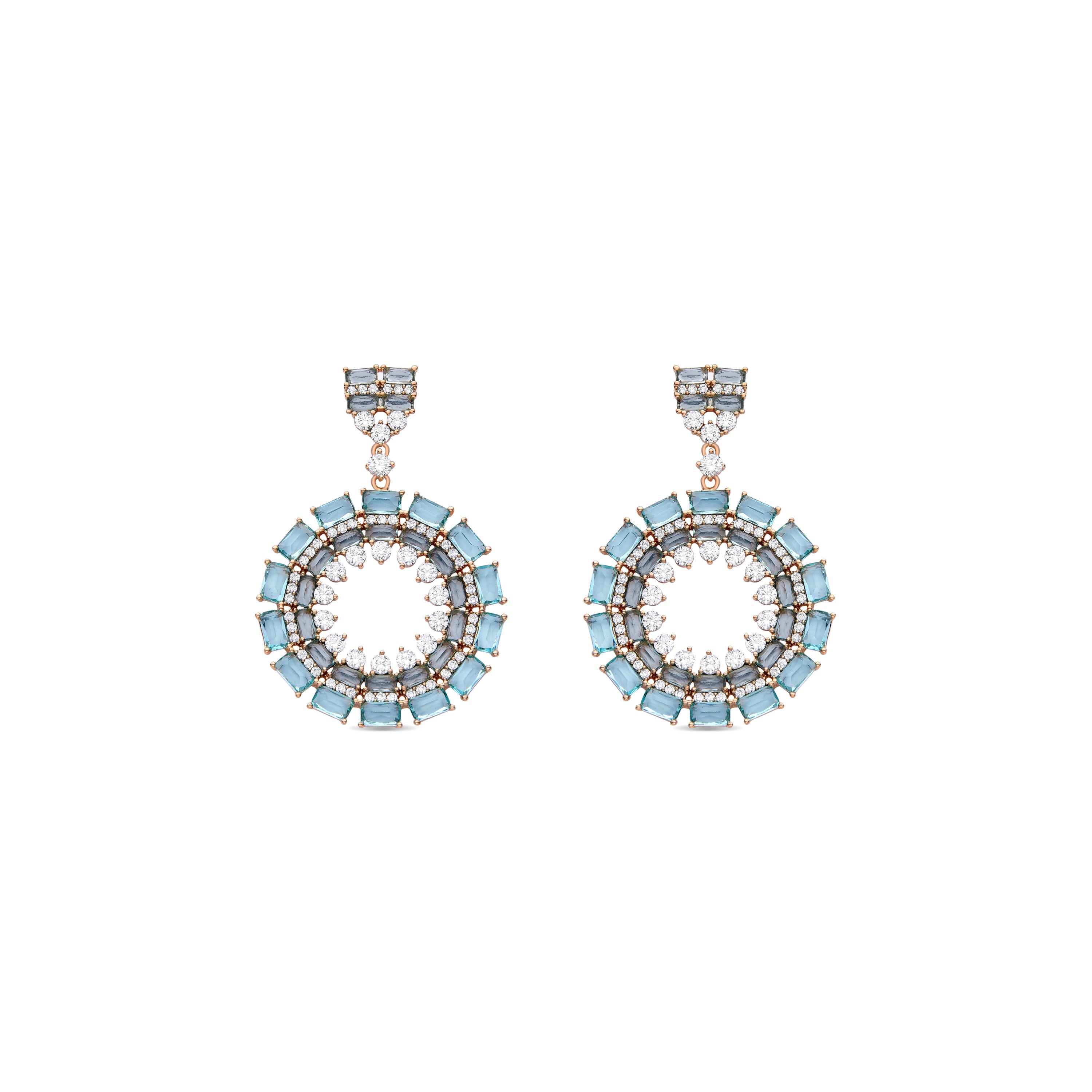 Pendientes de Cristal Azul acabados en oro amarillo 18K - Rax