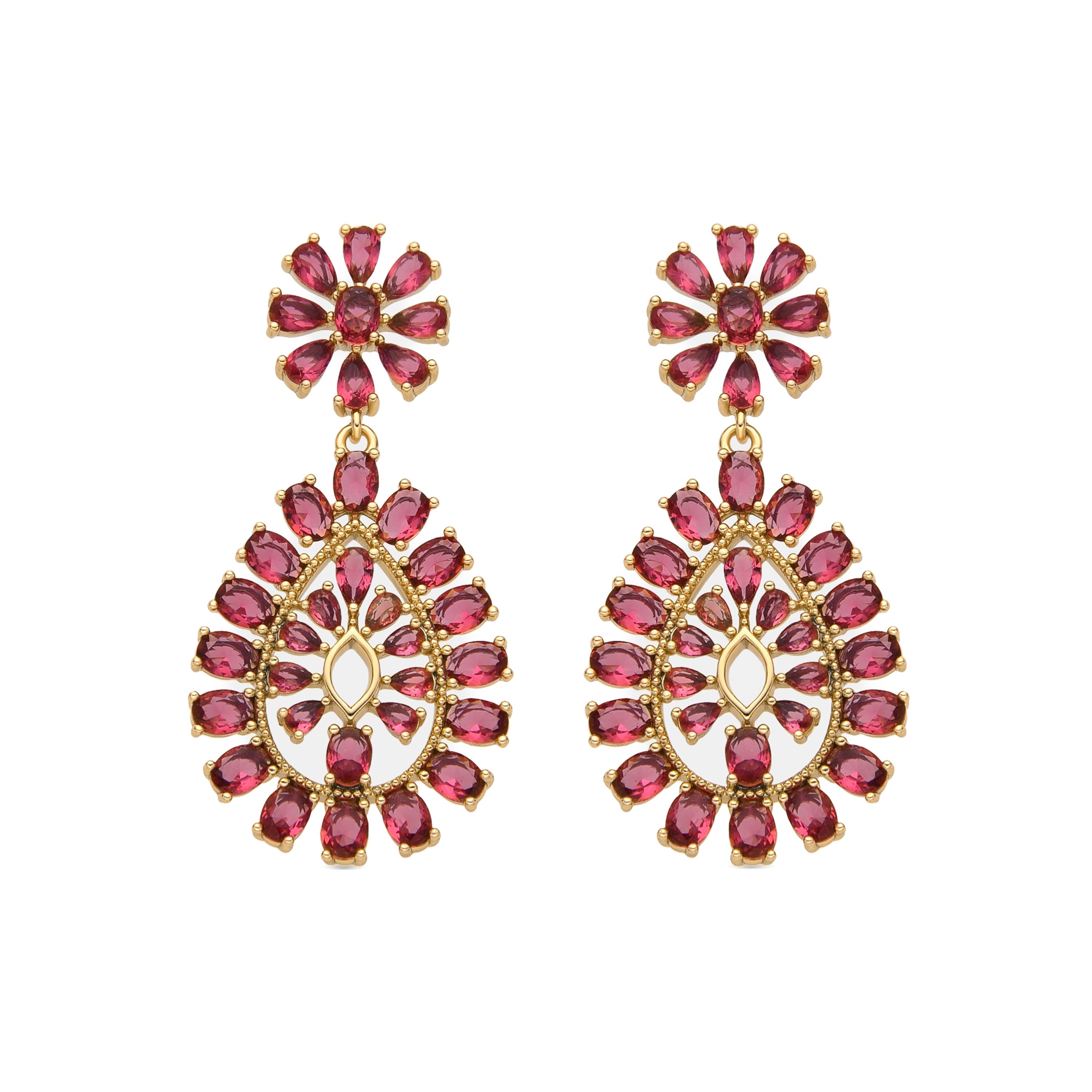Boucles d'oreilles en zirconium rubis finition or 18k - Sharam